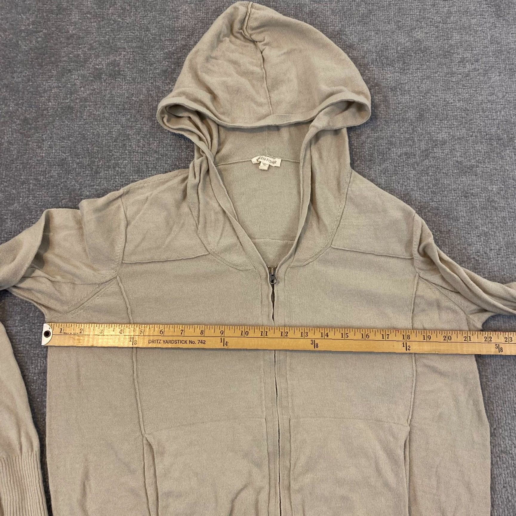 Eileen Fisher EILEEN FISHER Jacket Womens Large Light Brown Full Zip Hooded Sweater Organic Size L / US 10 / IT 46 - 5 Thumbnail