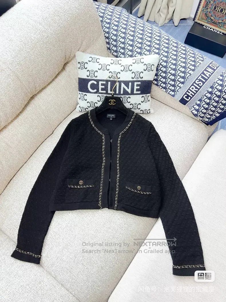 Chanel Chanel Leather chain rolled edge long-sleeved short knit c Size XS / US 0-2 / IT 36-38 - 2 Thumbnail