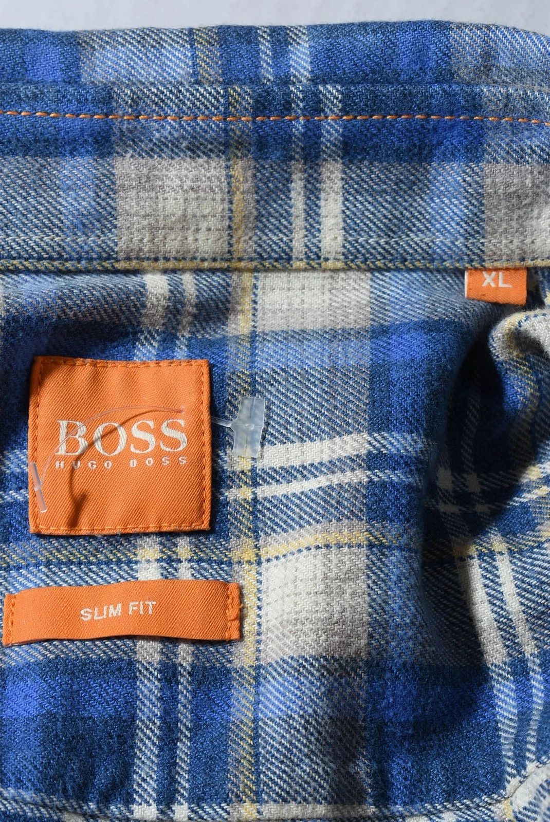 Hugo Boss HUGO BOSS Blue Plaid Flannel Shirt Slim Fit Long Sleeve Size US L / EU 52-54 / 3 - 2 Thumbnail