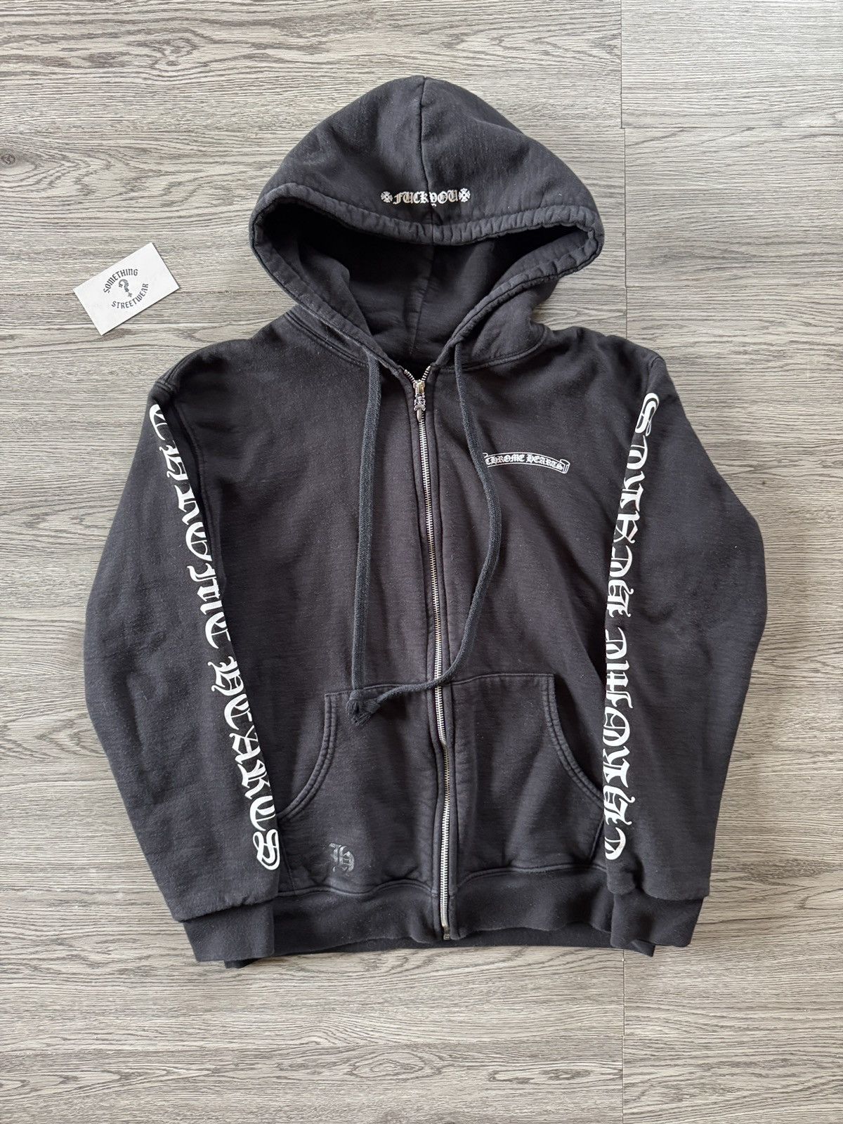 Chrome Hearts Chrome Hearts Flame Cross Logo Zip Up Hoodie Black