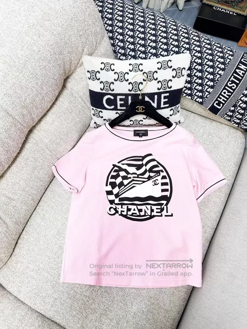 Chanel Chanel Pink and white sailing cruise pattern short-sleeved Size XS / US 0-2 / IT 36-38 - 1 Thumbnail