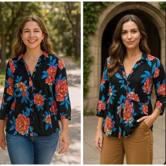 Anthropologie Maeve Black Floral Woman's Blouse 2 Cottage core Boho Chic Size XS / US 0-2 / IT 36-38 - 2 Thumbnail