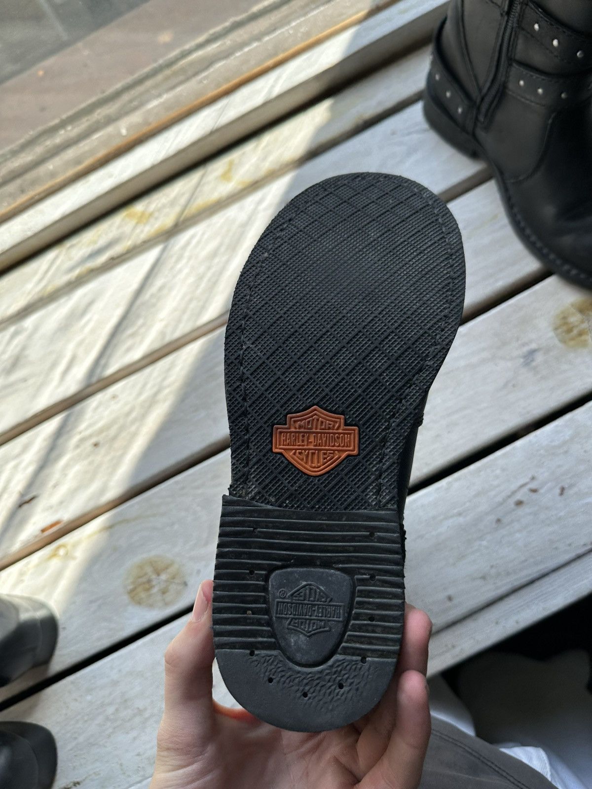 Harley Davidson 🚨RARE HARLEY DAVIDSON BLACK BOOTS METAL WITH LOGO IF6WAS9 Size US 7 / IT 37 - 6 Thumbnail
