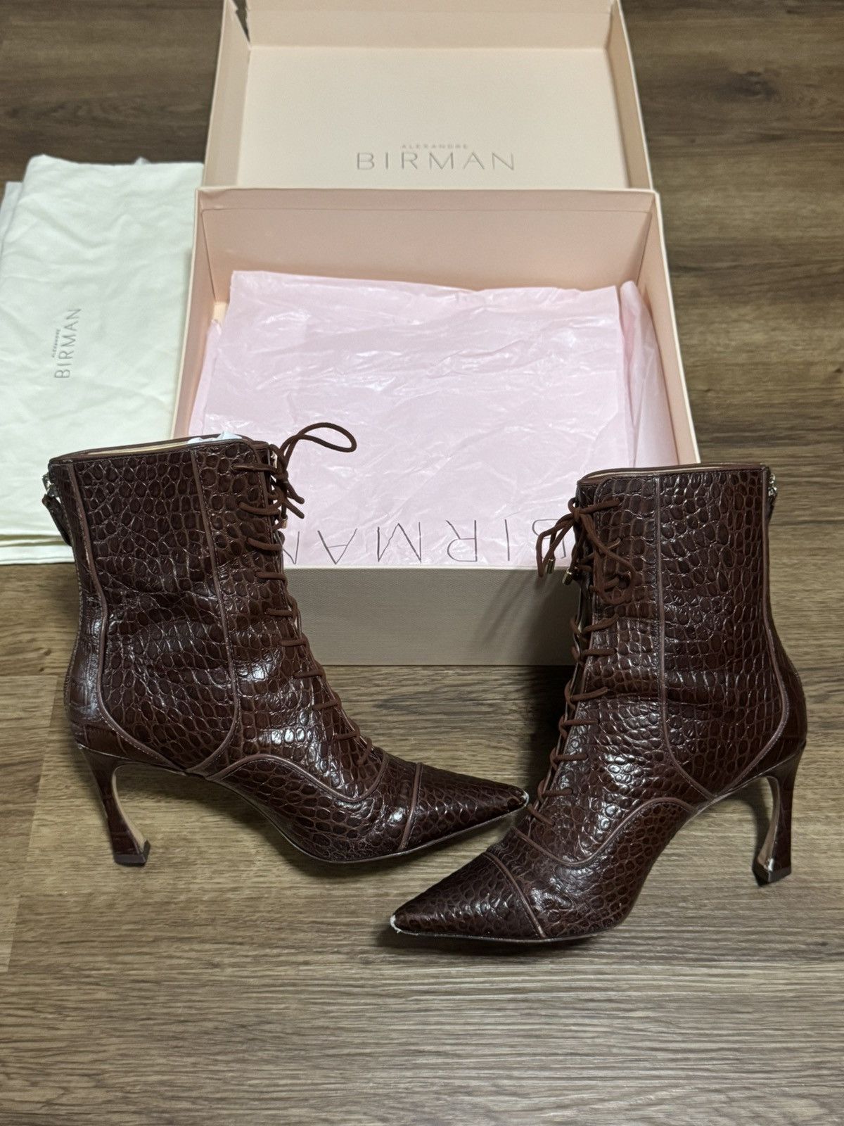Alexandre Birman Alexandre Birman Ginny crocodile embossed leather heel boots Size US 6 / IT 36 - 2 Thumbnail