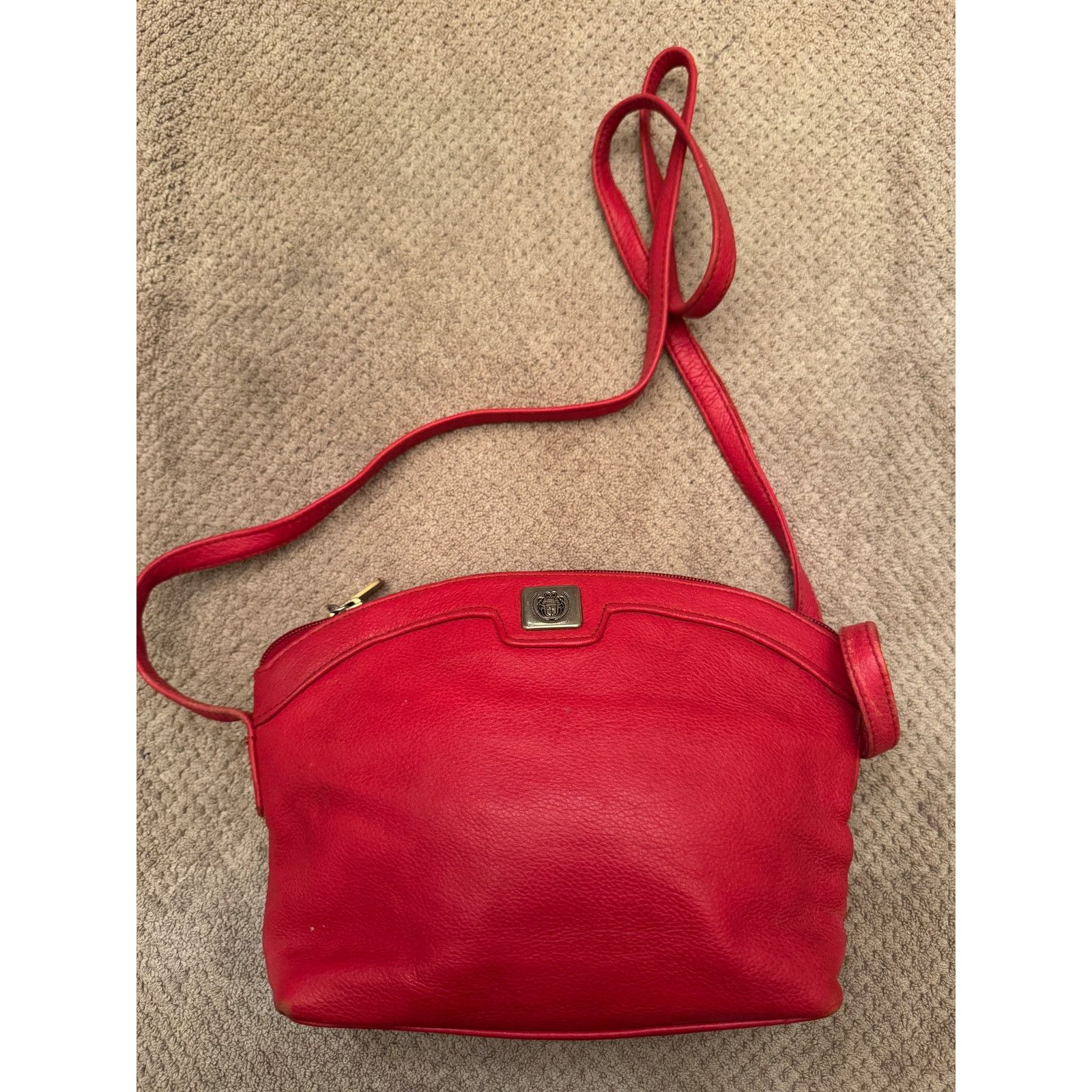 Liz Claiborne Vintage Liz Claiborne Crossbody Red Pebble Leather Handbag Size ONE SIZE - 4 Thumbnail