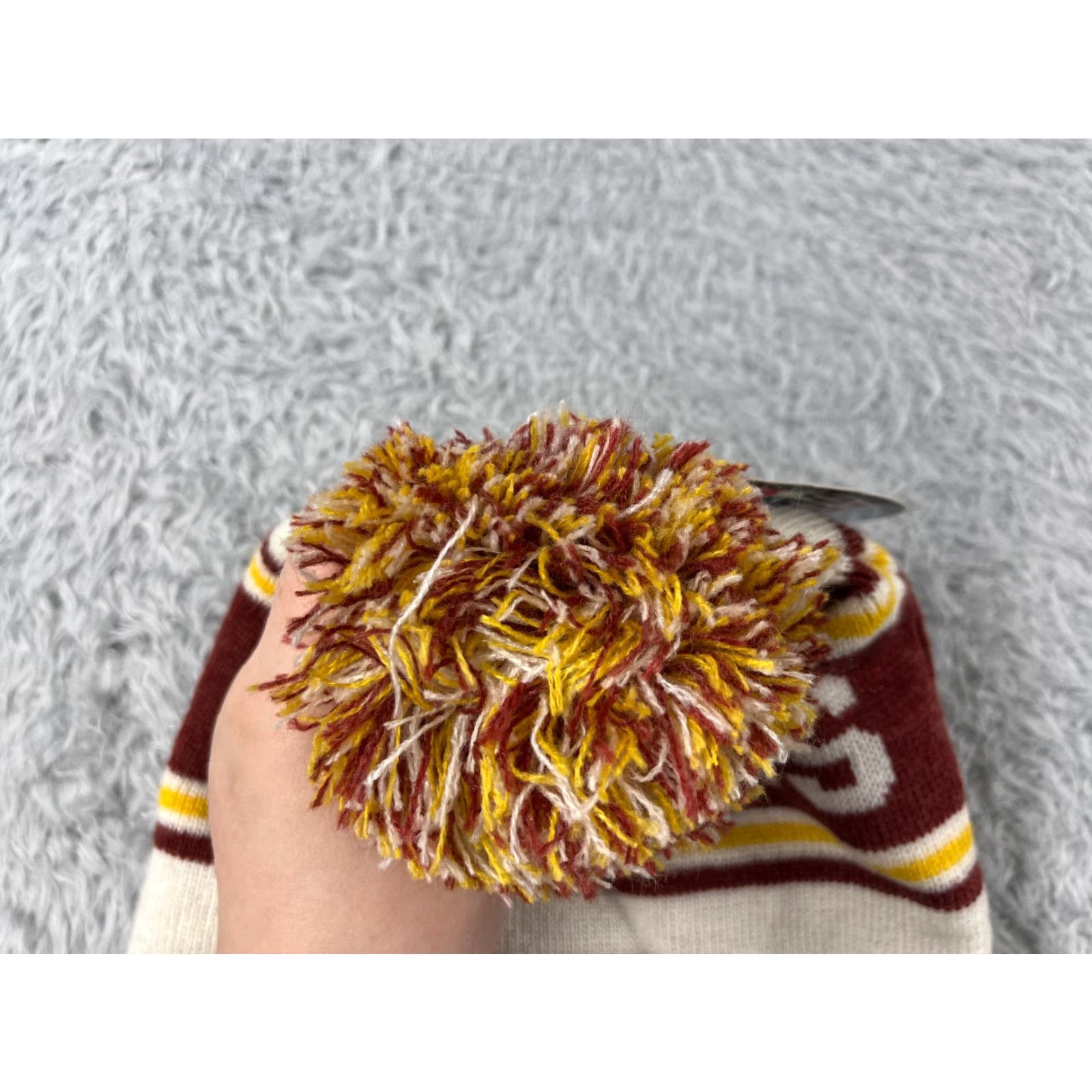 Zephyr VINTAGE Mountain View Bruins Beanie Toque Adult One Size Red Yellow Stripe Orem UT Pom Size ONE SIZE - 4 Thumbnail