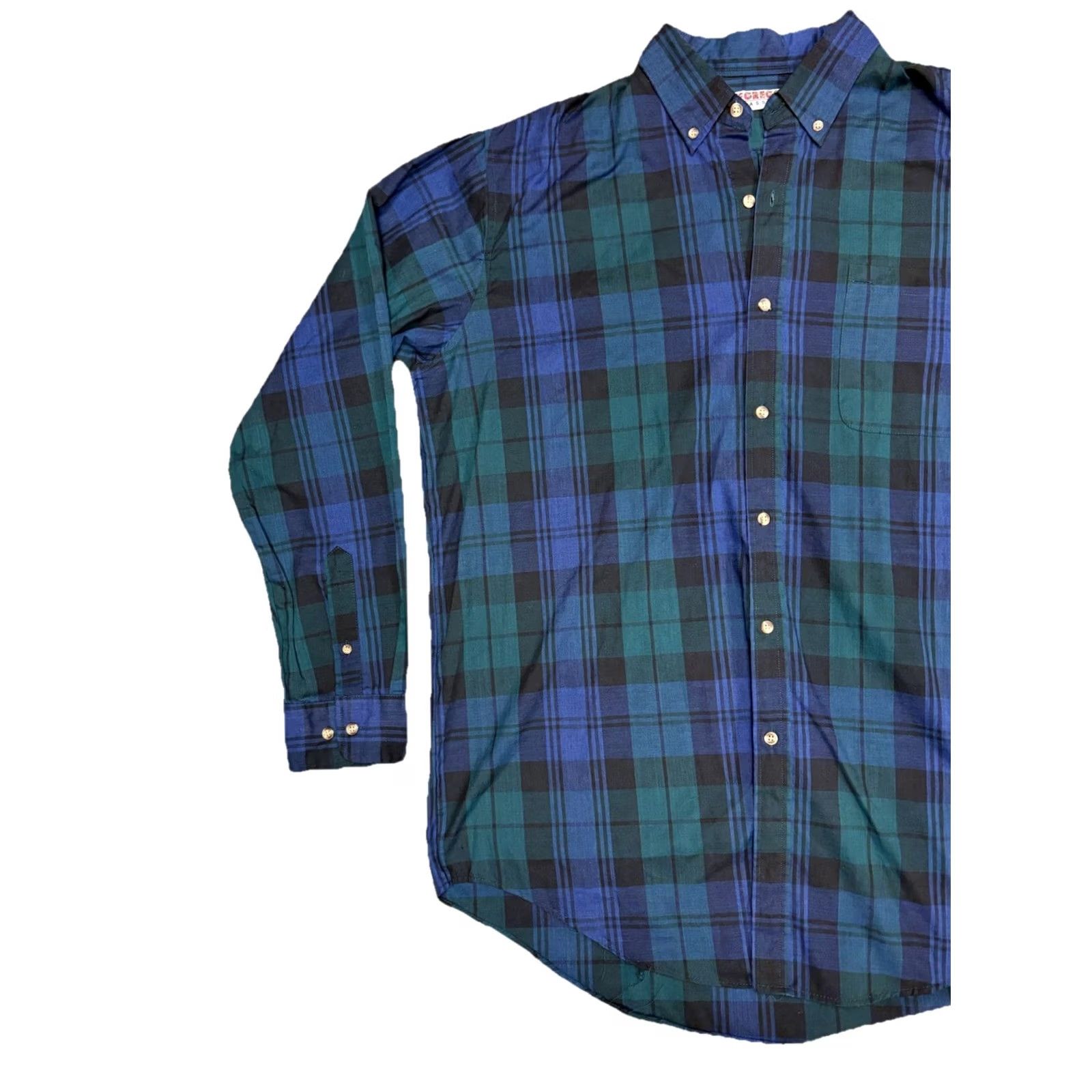 McGregor VINTAGE McGregor Classics Plaid Long Sleeve Button Down Shirt Mens XLT Blue / Green, Cotton, Polyester, Button, Pocket, Preppy, Business Casual, 90s? Size US XL / EU 56 / 4 - 3 Thumbnail