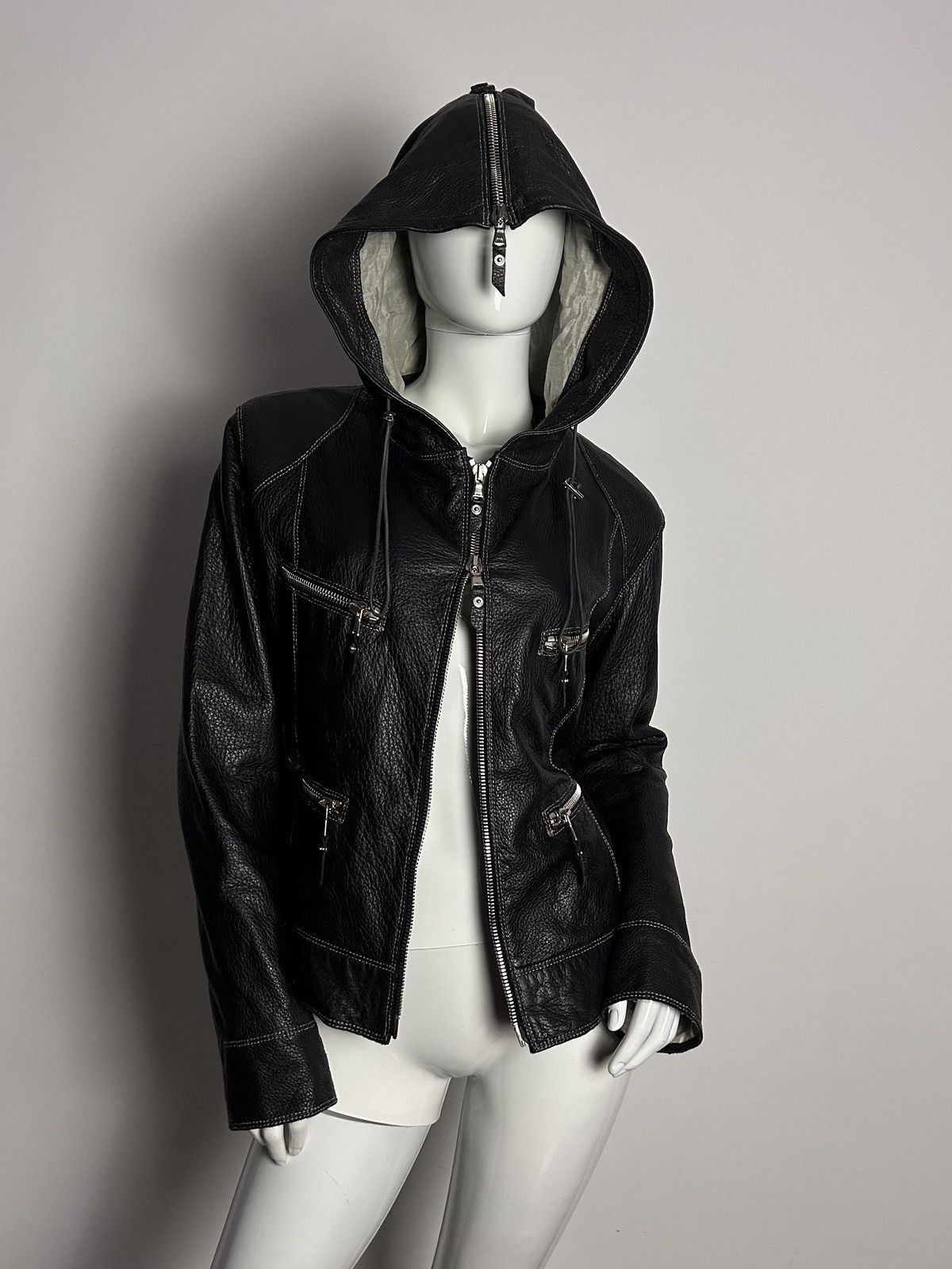 Other Vintage leather bomber jacket with hood Size M / US 6-8 / IT 42-44 - 3 Thumbnail