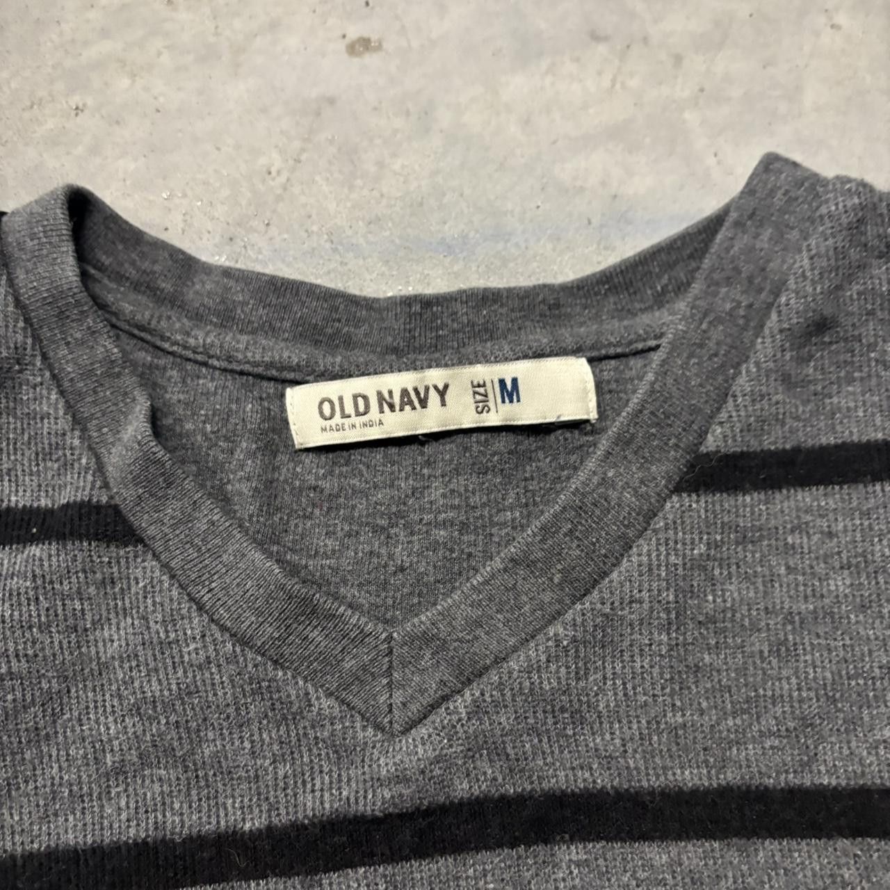 Japanese Brand × Vintage Crazy Vintage Y2K/2000s Grunge Cyber Goth Grey Striped Skater Style Sweater! Size US M / EU 48-50 / 2 - 4 Thumbnail