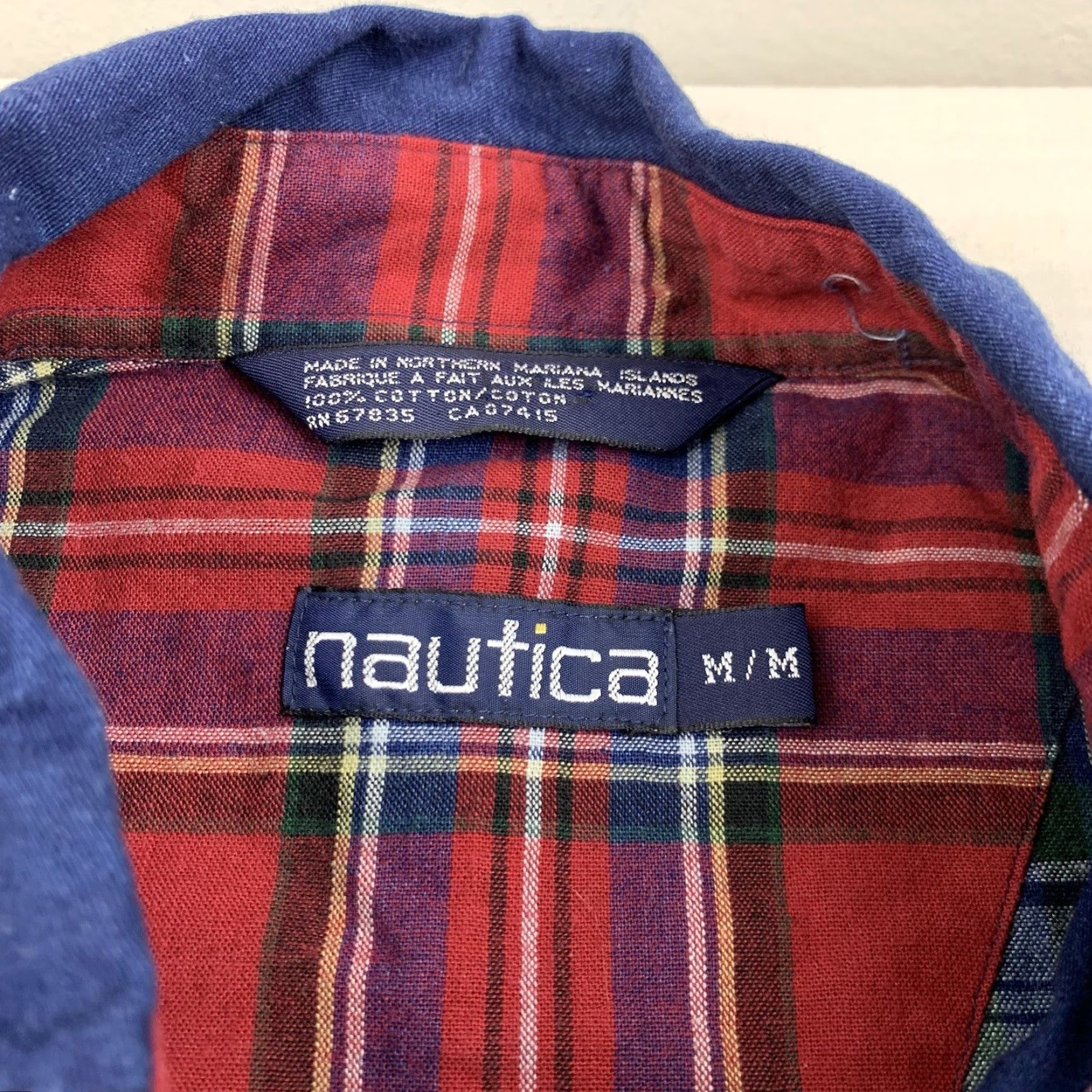 Nautica VINTAGE Nautica Button-Down Shirt Men Adult Medium Blue Plaid 90s Collared Cotton Shirt Size 40R - 4 Thumbnail