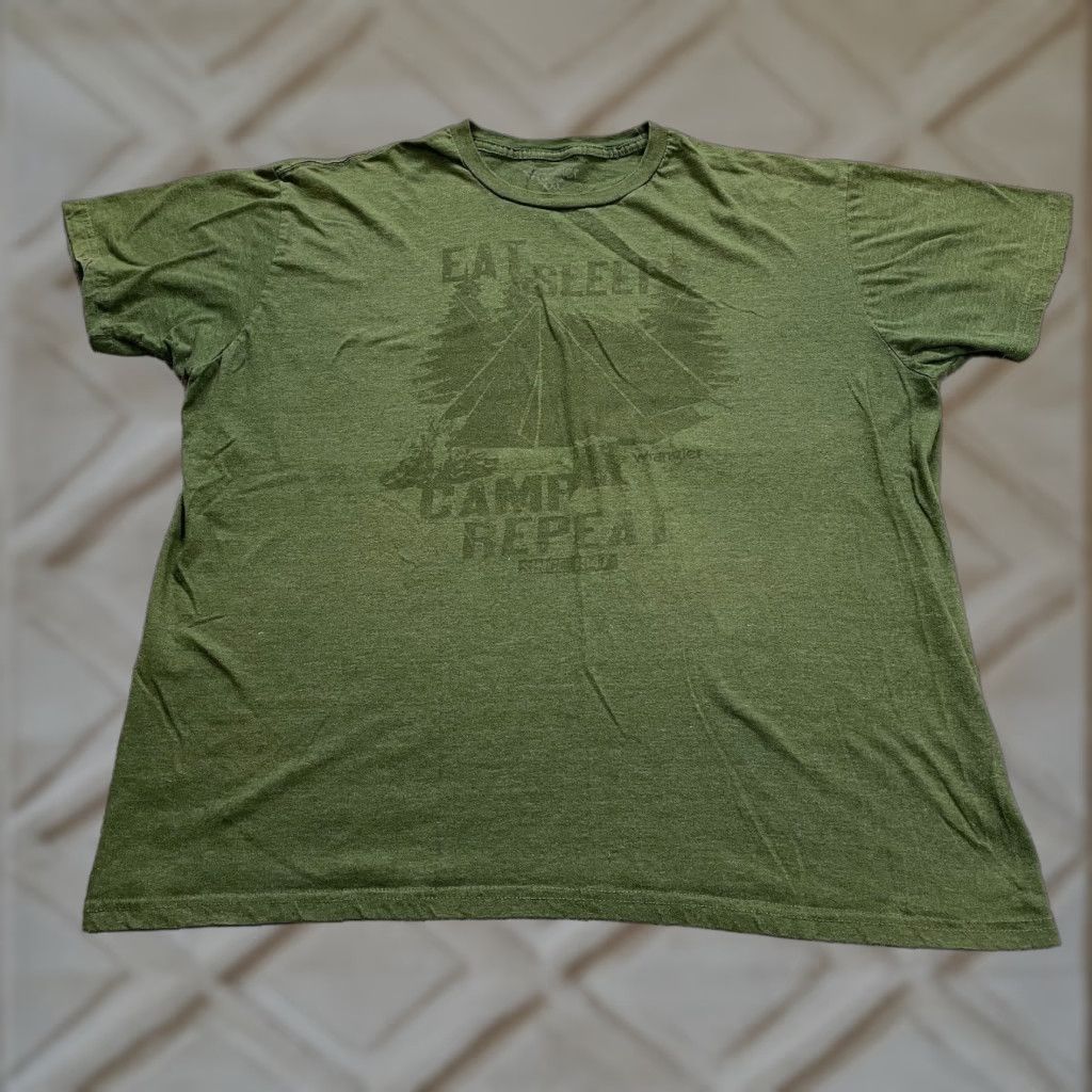 Wrangler Wrangler Men’s Graphic T-Shirt XXL Green Crew Neck Short Sleeve Camping Outdoor Classic 90s Size US XXL / EU 58 / 5 - 1 Thumbnail