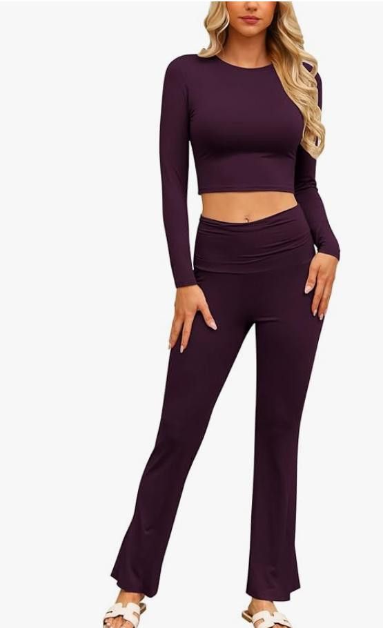 NBDN Nobrandedon Lounge Sets Fold-Over Flare Pants,Long Sleeve EXTRA SMALL Size ONE SIZE - 1 Thumbnail
