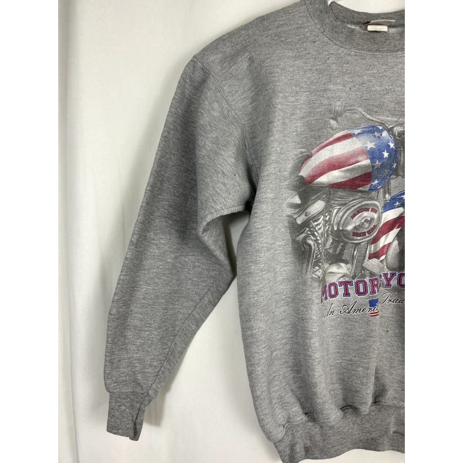 Hanes Hanes Mens Medium Crewneck Sweater Long Sleeve Pullover Americana Motorcycle Gray Size US M / EU 48-50 / 2 - 2 Thumbnail