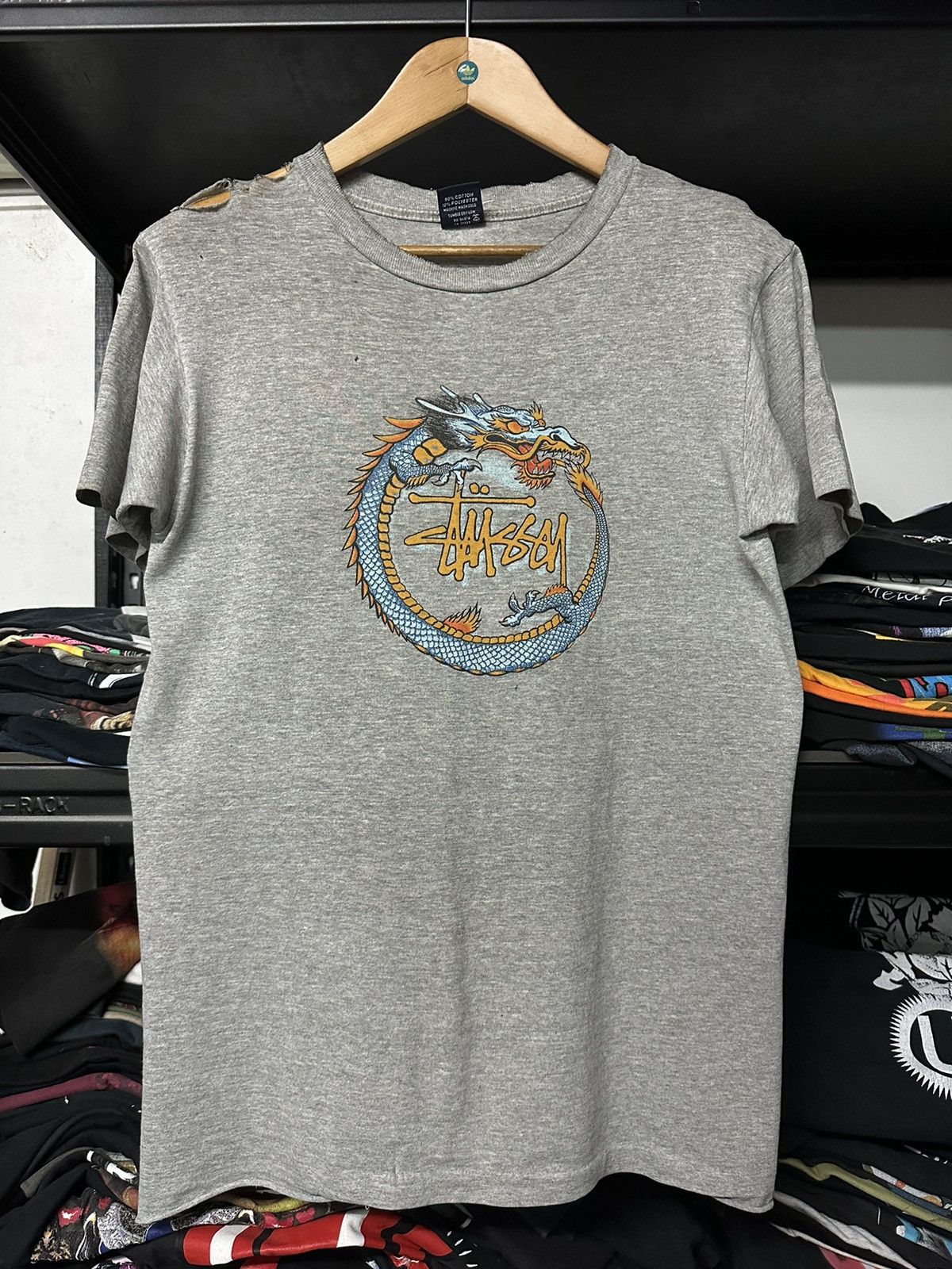 Vintage 90s Stussy Dragon Skateboard Distressed Tee
