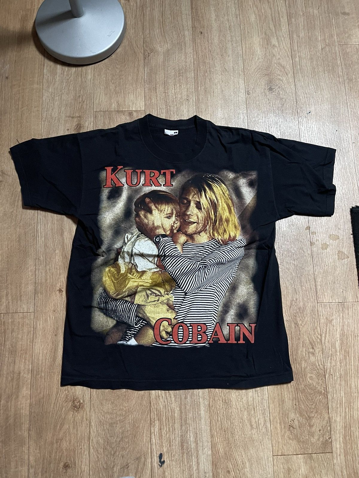 image of Vintage Fruit Of The Loom Kurt Cobain Black, Men's (Size Large)