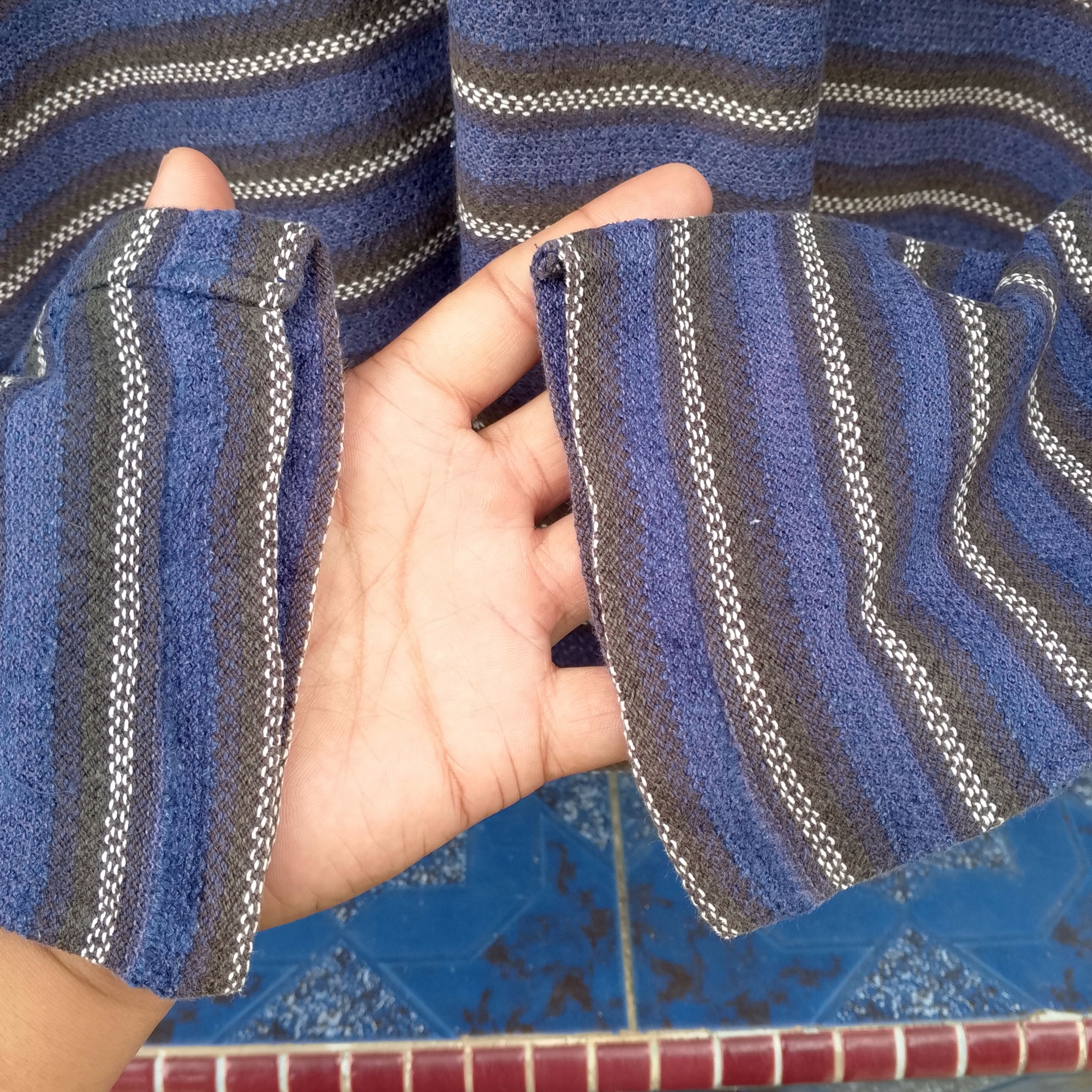 Issey Miyake Issey Miyake Denim Stripe Long Sleeve Half Zippper Size US M / EU 48-50 / 2 - 7 Thumbnail