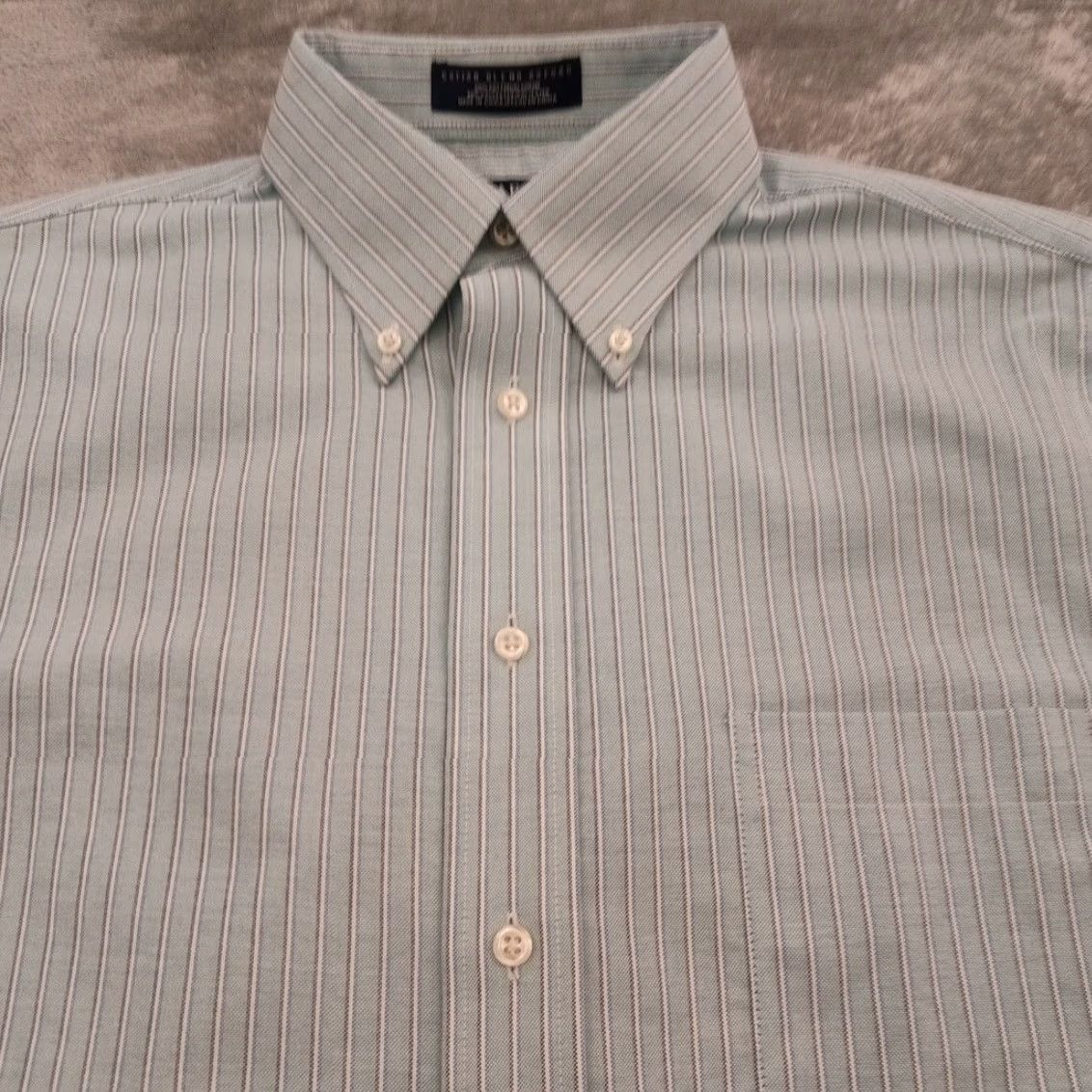 Stafford Stafford Shirt Mens 15.5 Blue Striped Long Sleeve Button Down Oxford Shirt Size US L / EU 52-54 / 3 - 2 Thumbnail