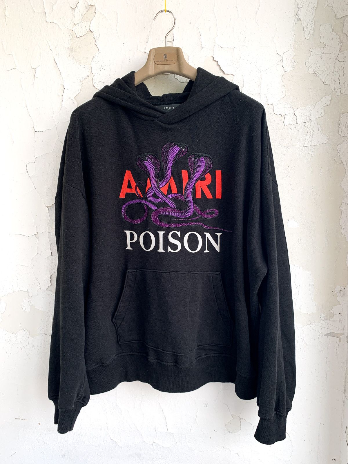 Amiri Poison Snake FW18 Black Cotton Oversized Hoodie Grailed