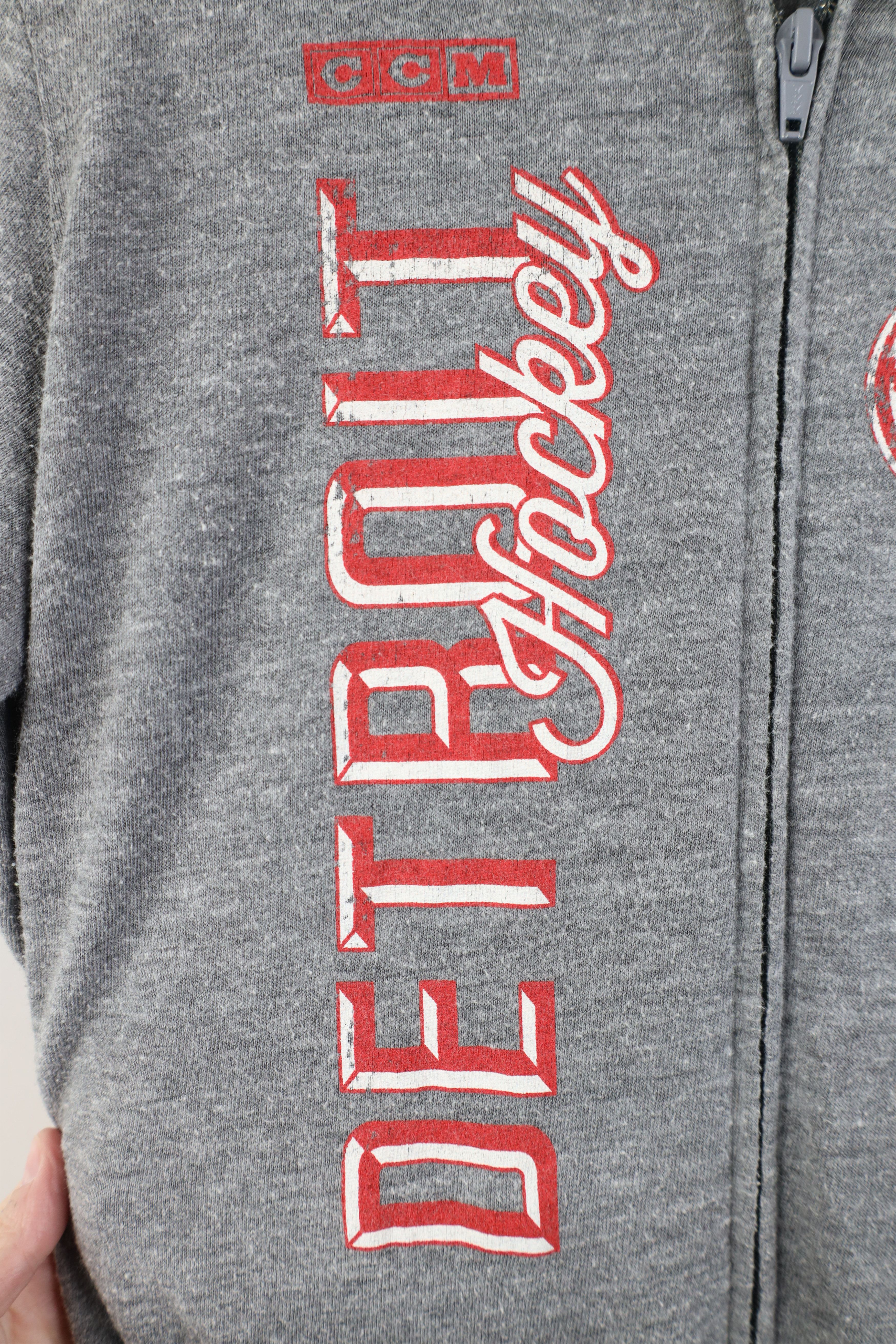 Vintage Vintage CCM Hockey Detroit Red Wings Jersey Knit Hoodie Size L / US 10 / IT 46 - 4 Thumbnail