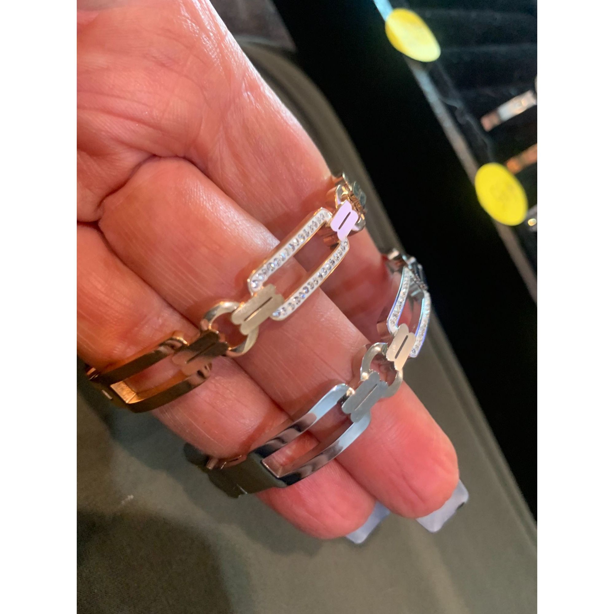 Other Two-Tone Stainless Steel Link Bracelets With Crystal Accents Size ONE SIZE - 3 Thumbnail