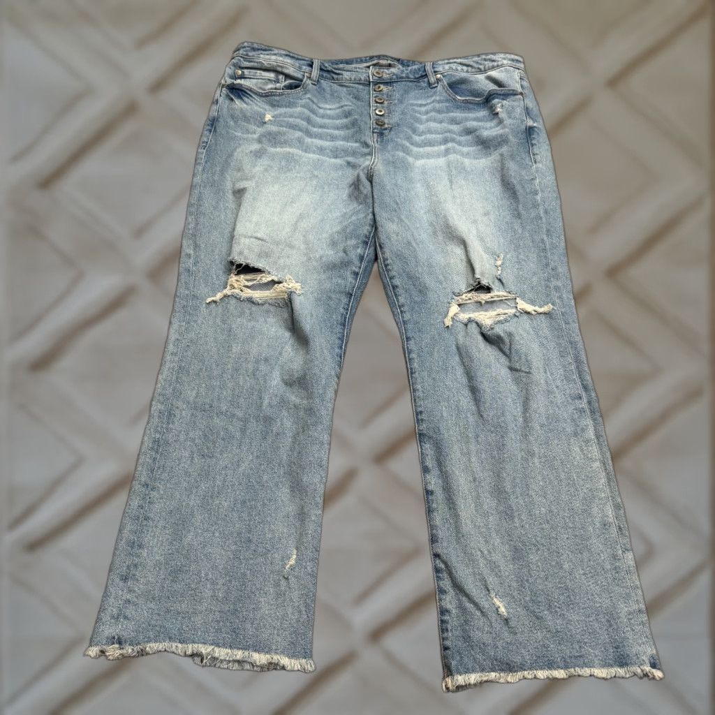Torrid Torrid Jeans - City Streetwear 5-Pocket Denim Straight High Rise Button Fly 20 Tall Blue Womens Jeans Size 42" / US 20 - 1 Thumbnail