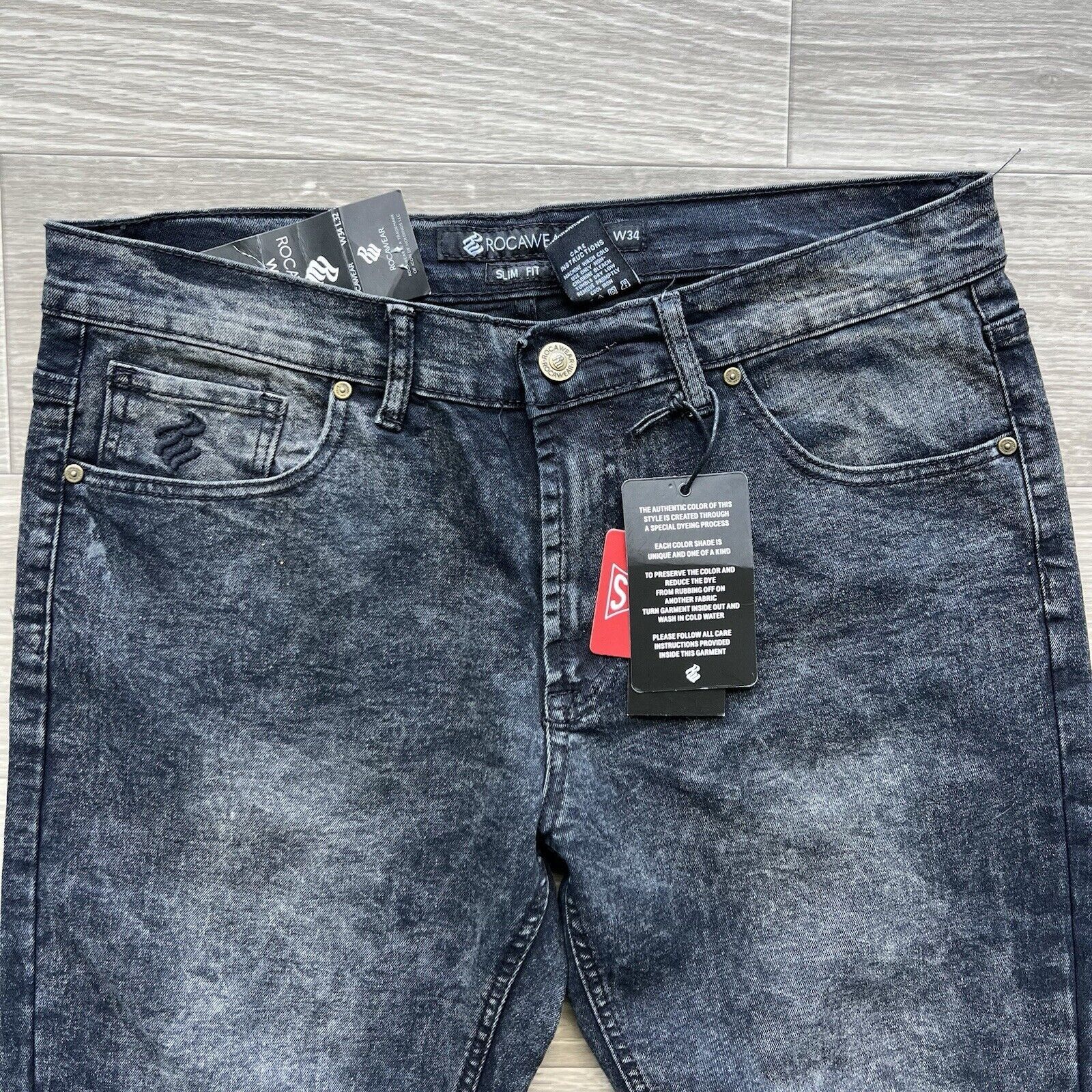 Rocawear Y2K Rocawear Jeans Men Skinny Black Emo Skater Goth Grunge Size US 35 - 7 Thumbnail