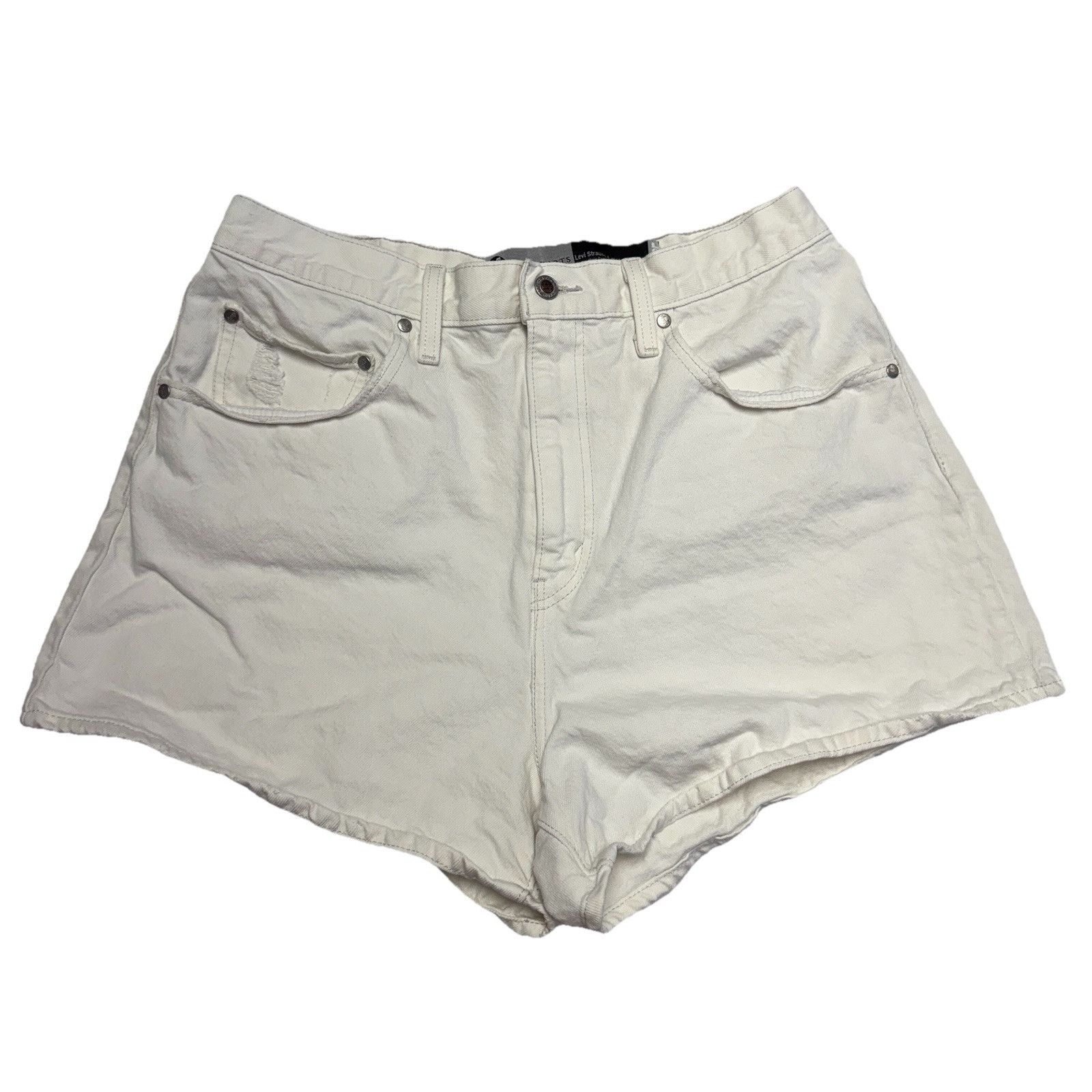 Levi's Levis Silver Tab Mom Shorts Womens 33 White High Rise Waiste Size 33" - 1 Thumbnail