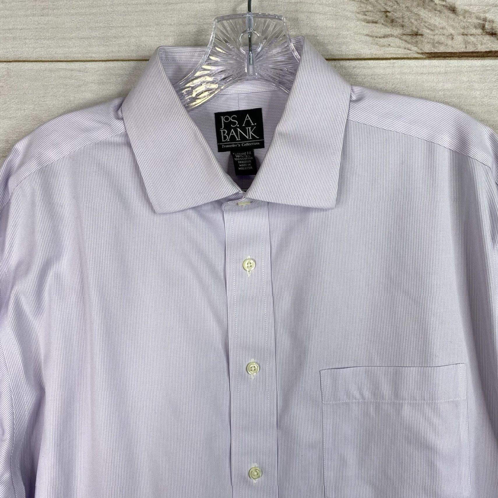 Jos. A. Bank VINTAGE Jos. A. Bank Shirt Travelers Collection Mens 16.5 36 Tailored Purple Stripe Shirt Mens 16.5 36 Purple Stripe Size US XL / EU 56 / 4 - 3 Thumbnail