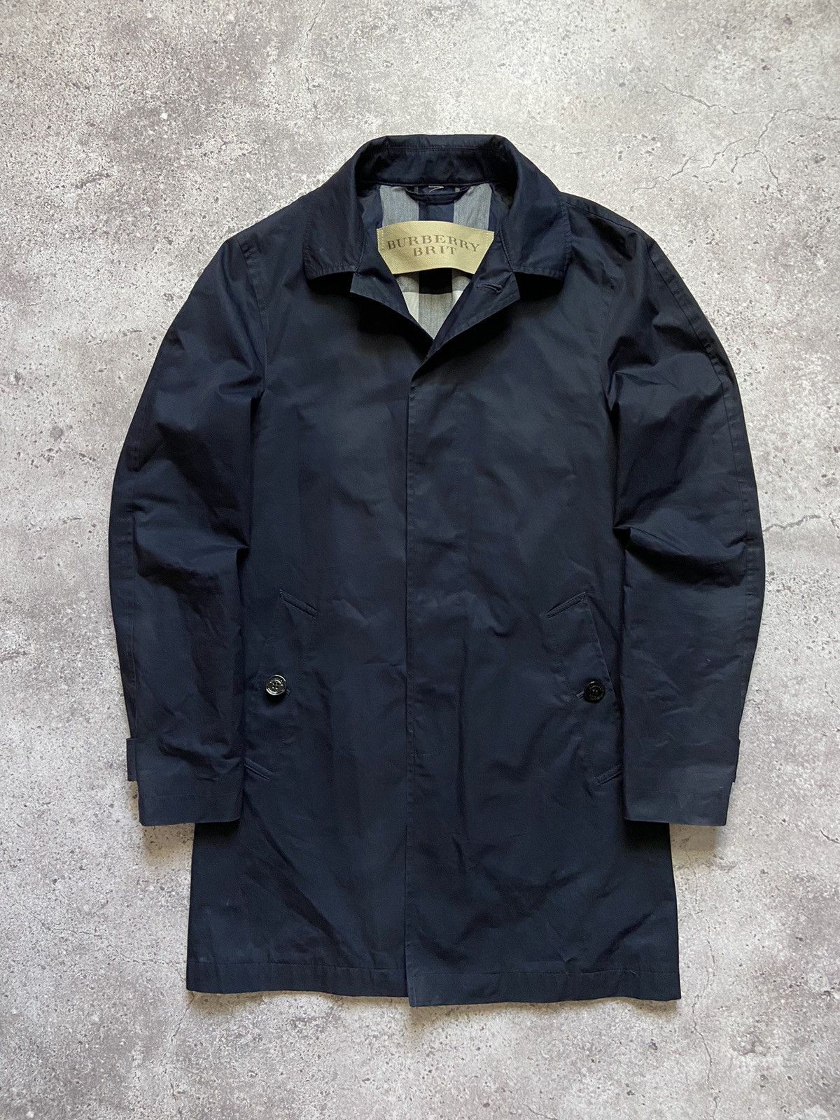 Burberry Burberry Brit Nova Check Inside Trench Coat In Navy Size US M / EU 48-50 / 2 - 6 Thumbnail