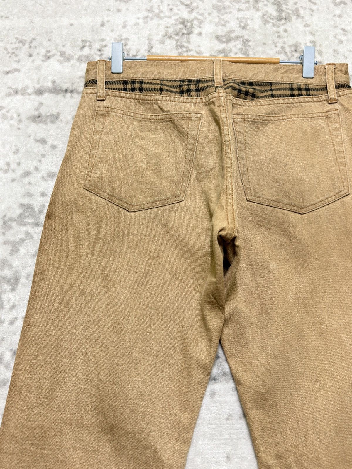 Burberry Burberry Blue Label Distressed Denim Nova Check Stripe Pants Size US 30 / EU 46 - 11 Thumbnail