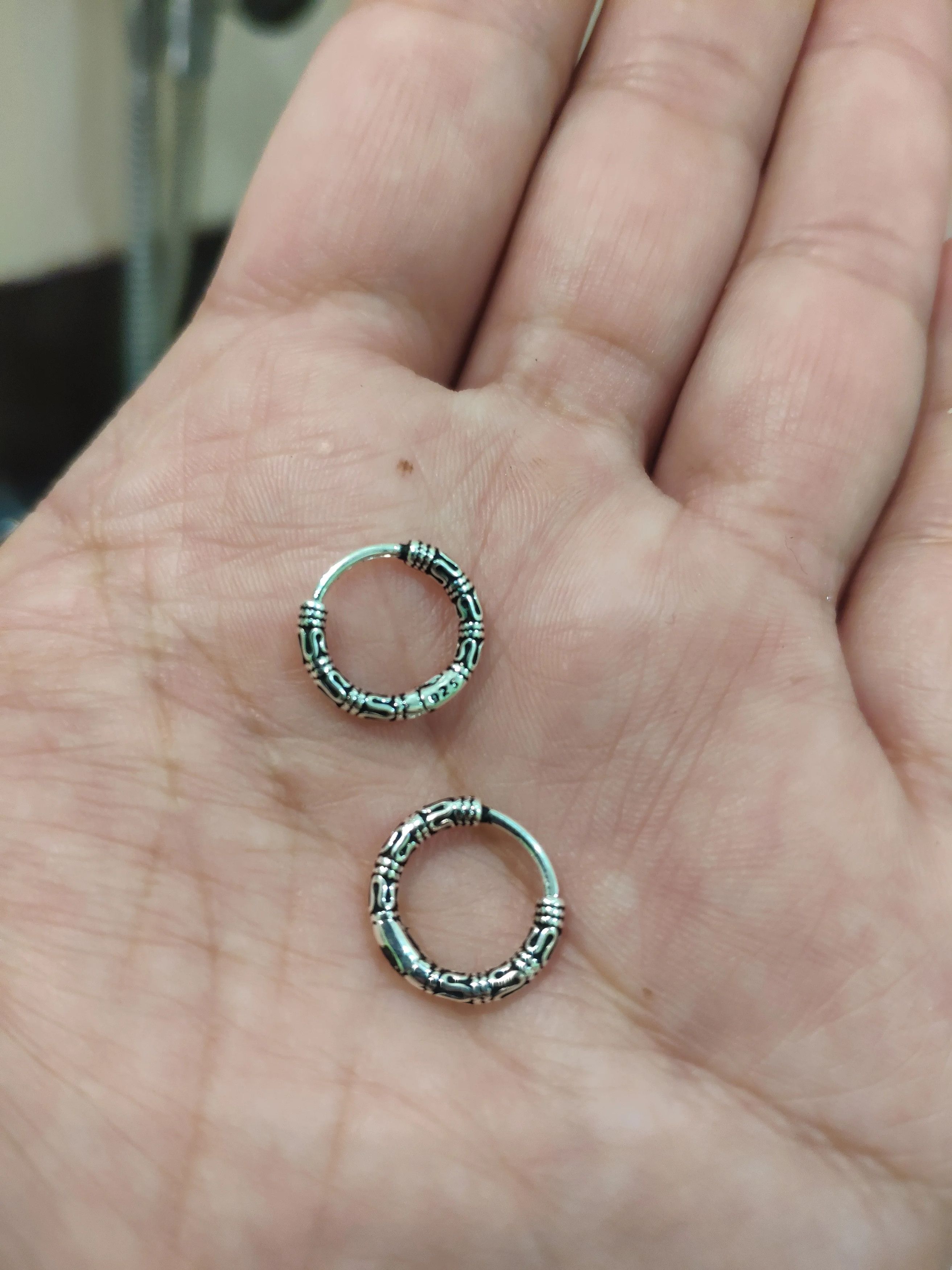 Jewelry Vintage 925 Sterling Silver Hoop Earrings Pattern Size ONE SIZE - 6 Thumbnail