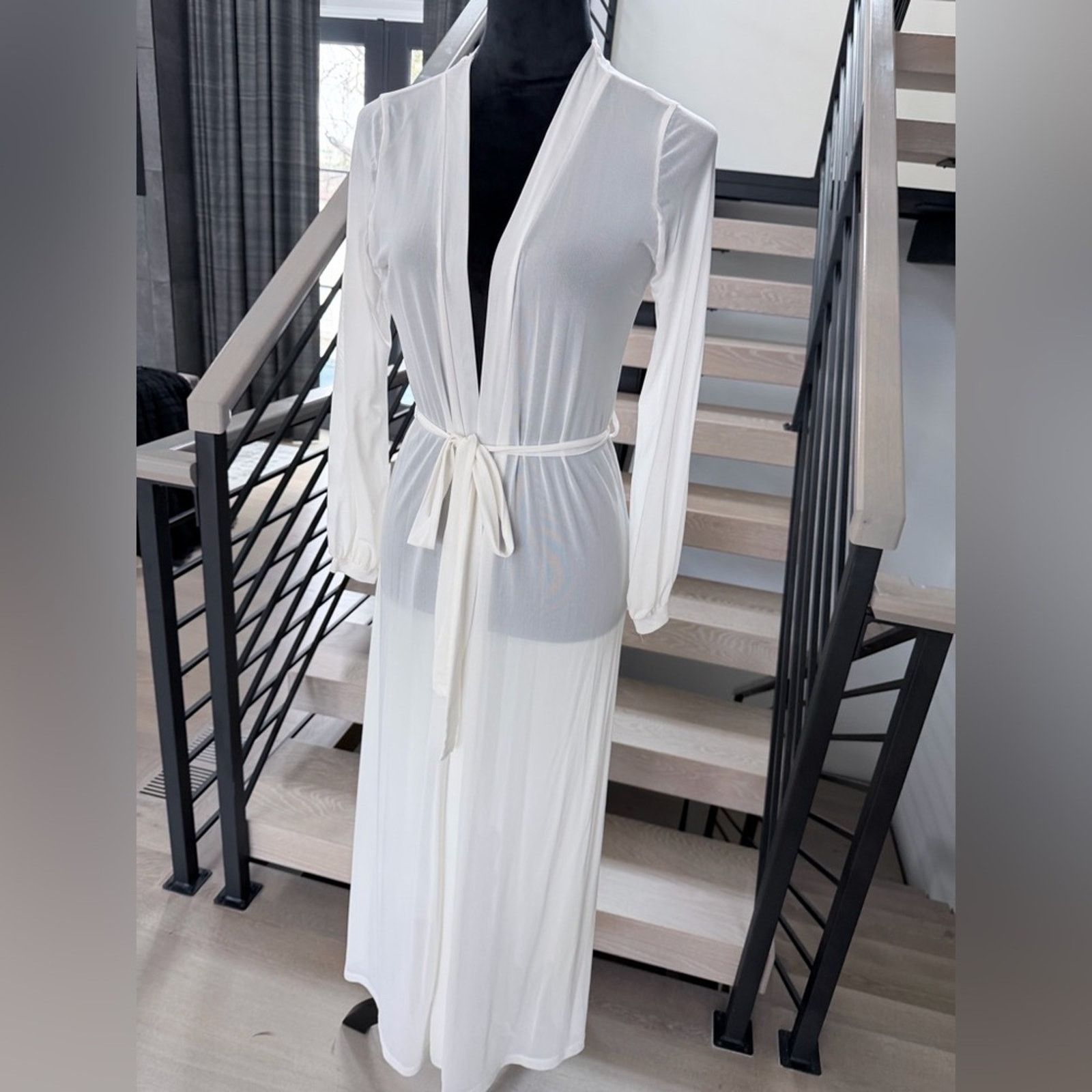 Other White Sheer Maxi Cover Up Lightweight Chiffon Robe one size Size ONE SIZE - 3 Thumbnail