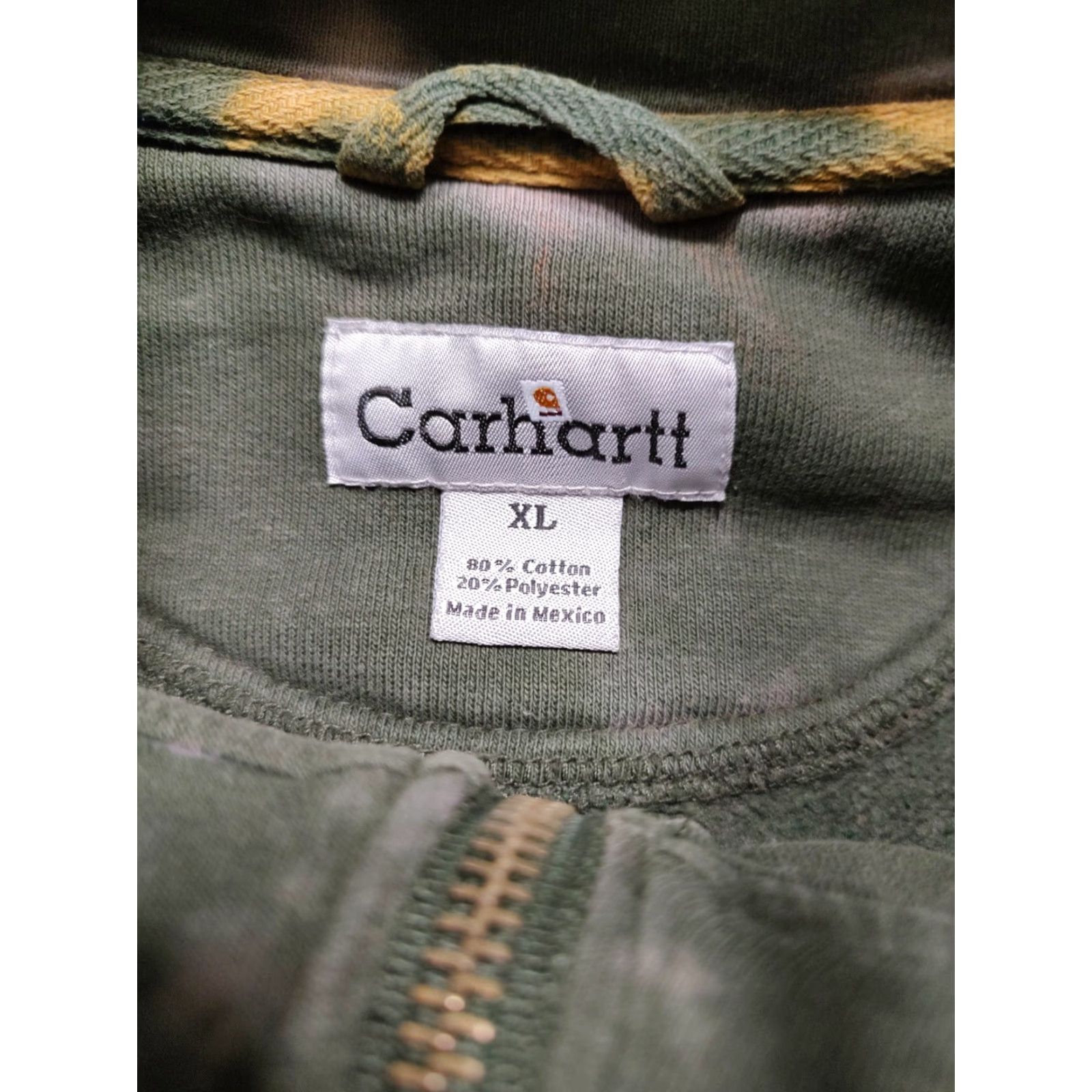 Carhartt VINTAGE Carhartt Mens XL Green 1/4 Zip Sweatshirt Acid Wash Tie Dye Size US XL / EU 56 / 4 - 6 Thumbnail