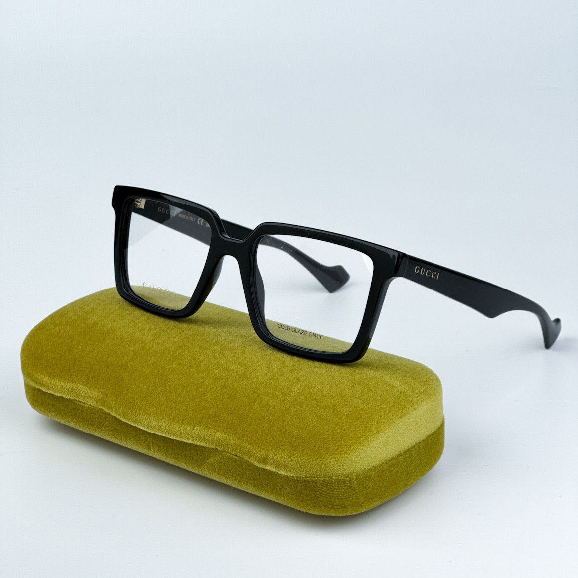 image of New Gucci Gg1540O 001 Men Square 52Mm Eyeglasses GG 1540O in Black/Demo Lenses