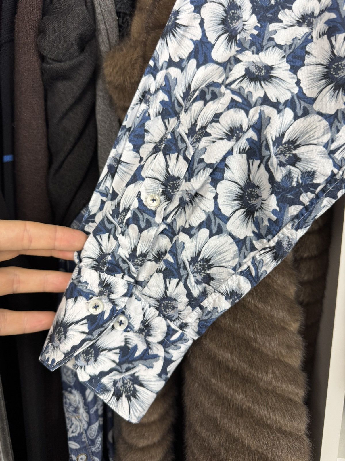 Strenstroms Stenströms Fitted Body Floral Print LS Shirt Size 17.5/44 Size US XL / EU 56 / 4 - 21 Thumbnail