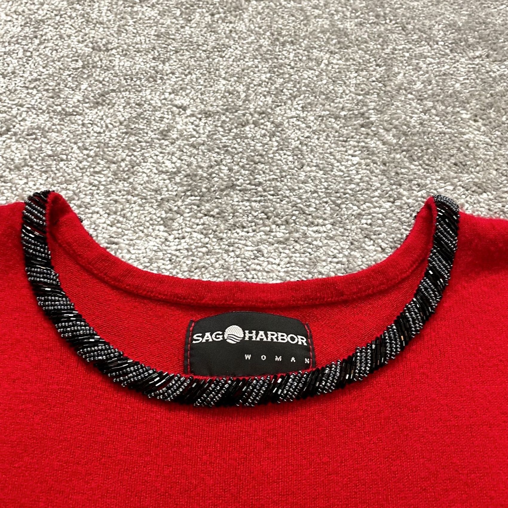 Vintage VINTAGE Sag Harbor Sweater Womens 2X Red Short Sleeve Navy? No—Red Short Sleeve Pullover Beaded Crew Neck Sag Harbor Womens 2X Sweater Size XXL / US 16-18 / IT 52-54 - 5 Thumbnail
