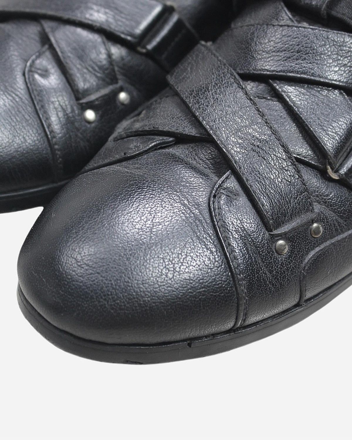 Japanese Brand 2000S DU MON UOMO LEATHER BONDAGE SHOES Size US 7.5 / EU 40-41 - 5 Thumbnail