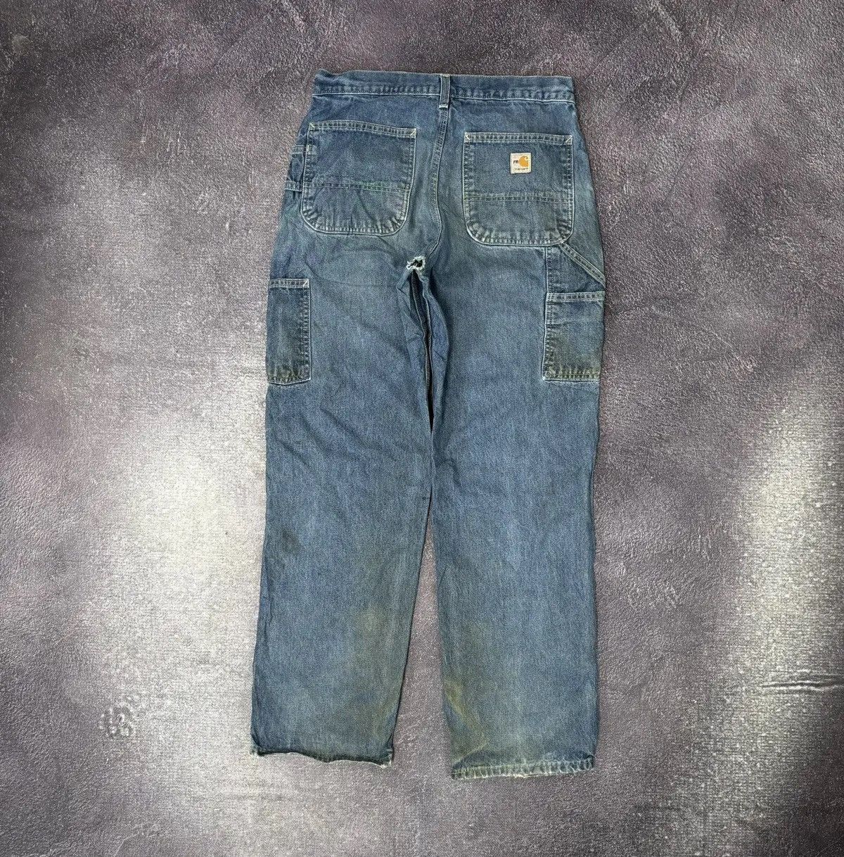 Carhartt × Vintage Vintage Carhartt Flame Resistant Blue Work Denim Hype Jeans Size US 31 - 1 Thumbnail
