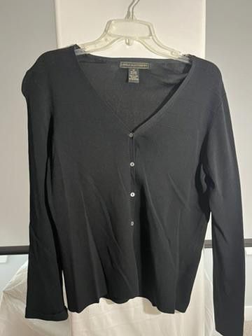 Designer Linda Matthews Women's Black Cardigan - Size M Size M / US 6-8 / IT 42-44 - 1 Thumbnail