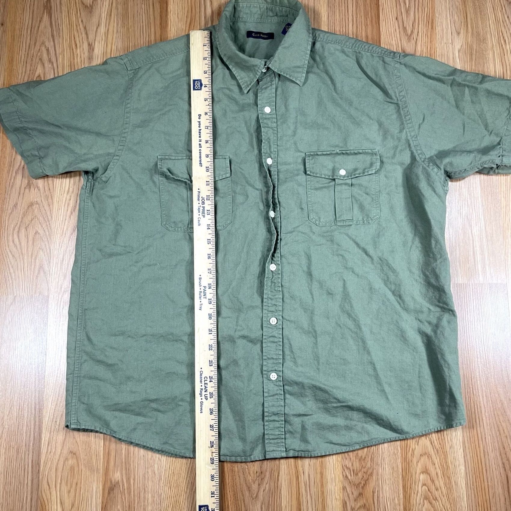Club Room Club Room Shirt Mens XL Short Sleeve Button-Up Green Linen Blend Collared Casual Breathable Pockets Vintage No? Size US XL / EU 56 / 4 - 3 Thumbnail