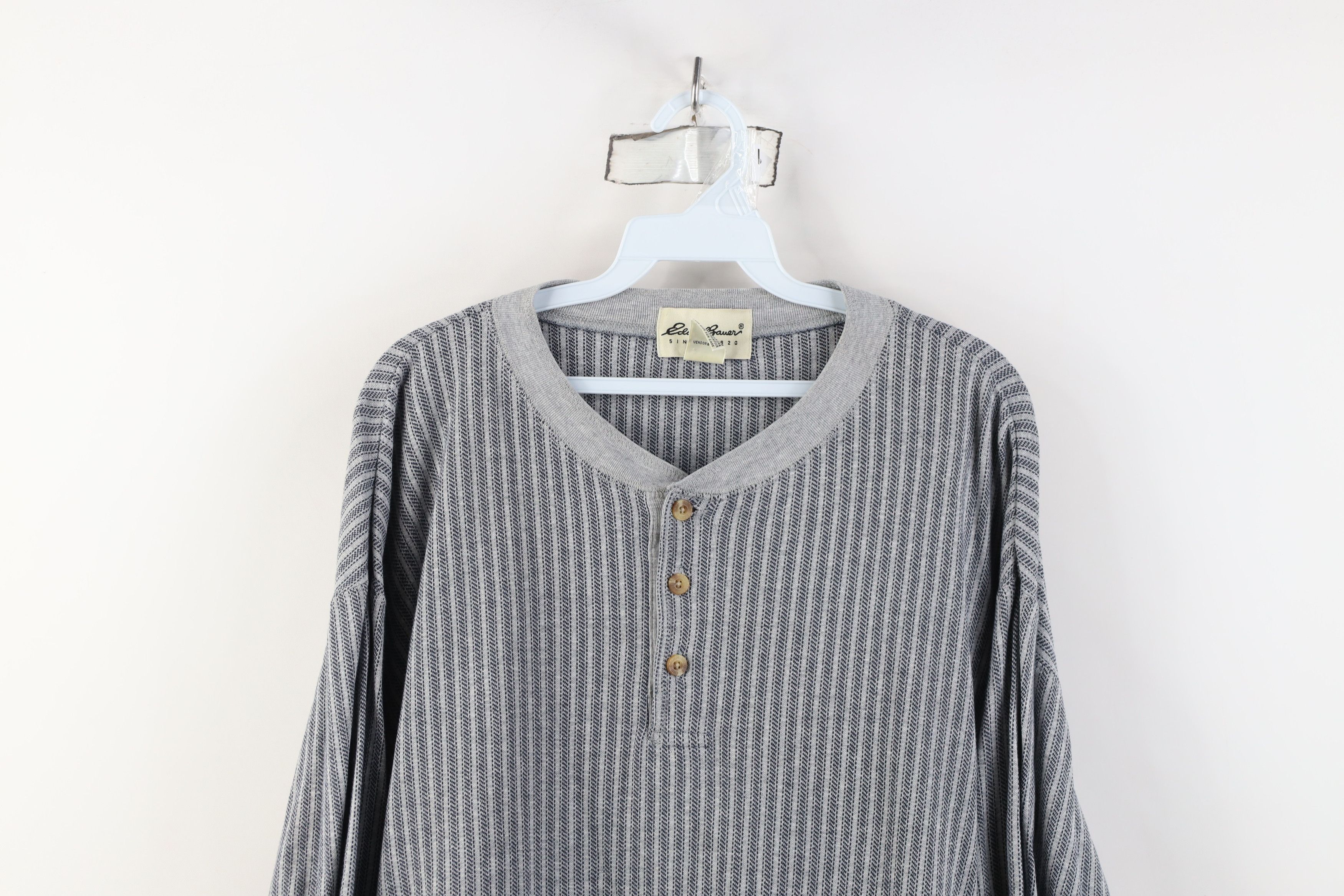 Eddie Bauer Vintage 90s Eddie Bauer Long Sleeve Henley T-Shirt Gray Size US L / EU 52-54 / 3 - 2 Thumbnail
