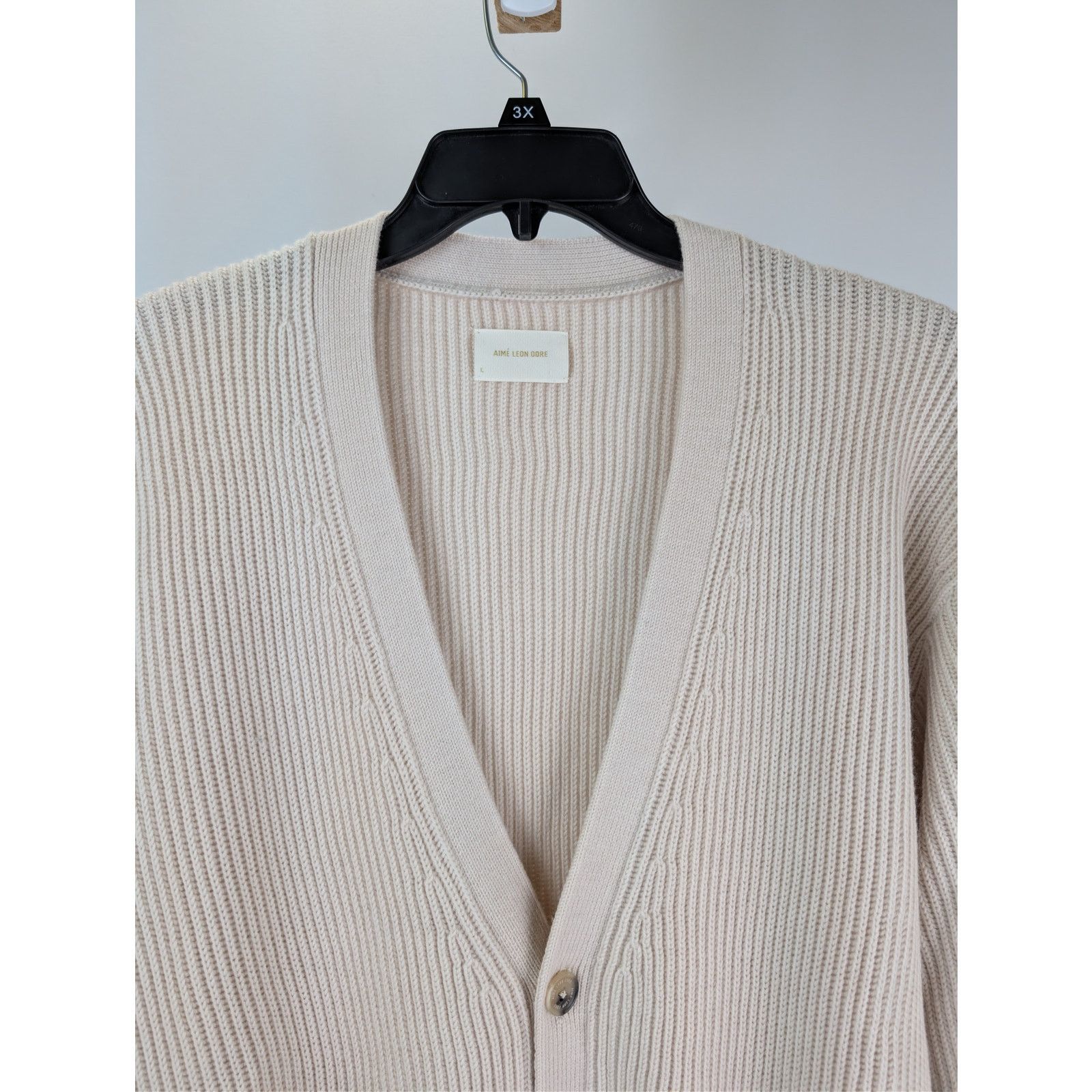 Aime Leon Dore o1rshd1 Shaker Stitch Cardigan Sweater in Oatmeal Size US L / EU 52-54 / 3 - 8 Thumbnail