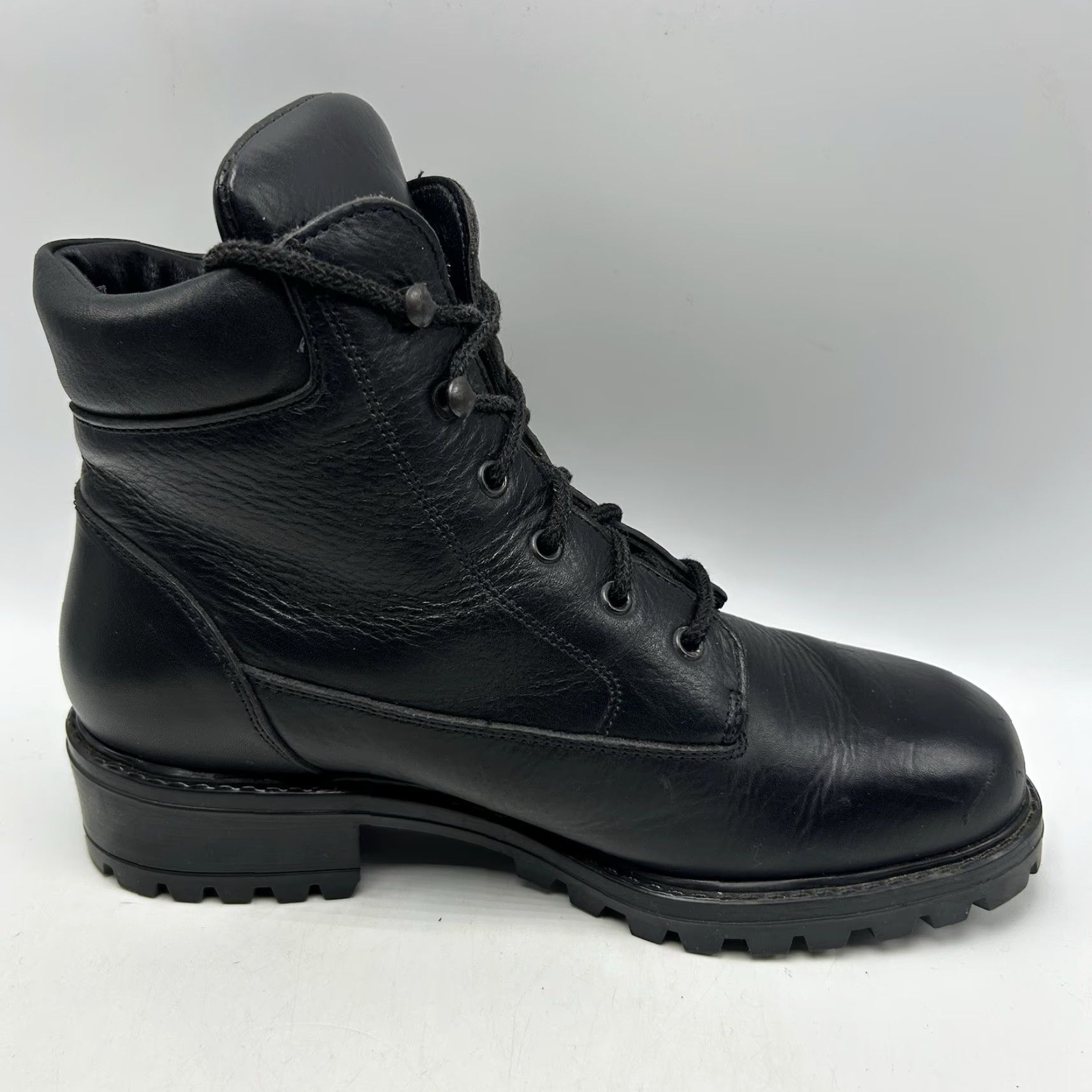 Vintage L.L.Bean Combat Boots Womens 11 M Black Leather Lug Sole Lace Up Boots 90510 White? Size US 11 / IT 41 - 2 Thumbnail