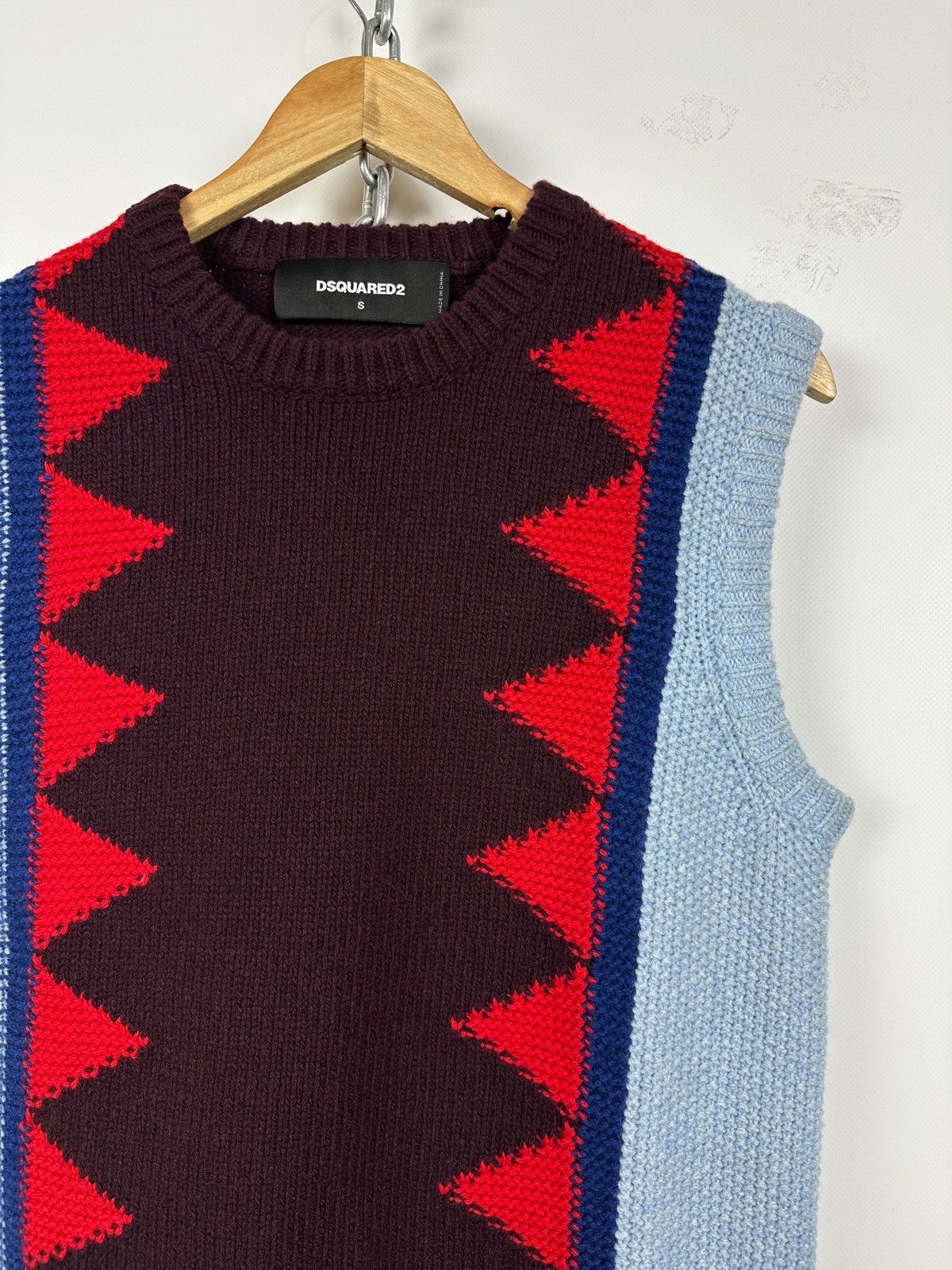 Dsquared2 Dsquared2 Geometric Wool Knit Sweater Sleeveless Vest Size US S / EU 44-46 / 1 - 6 Thumbnail