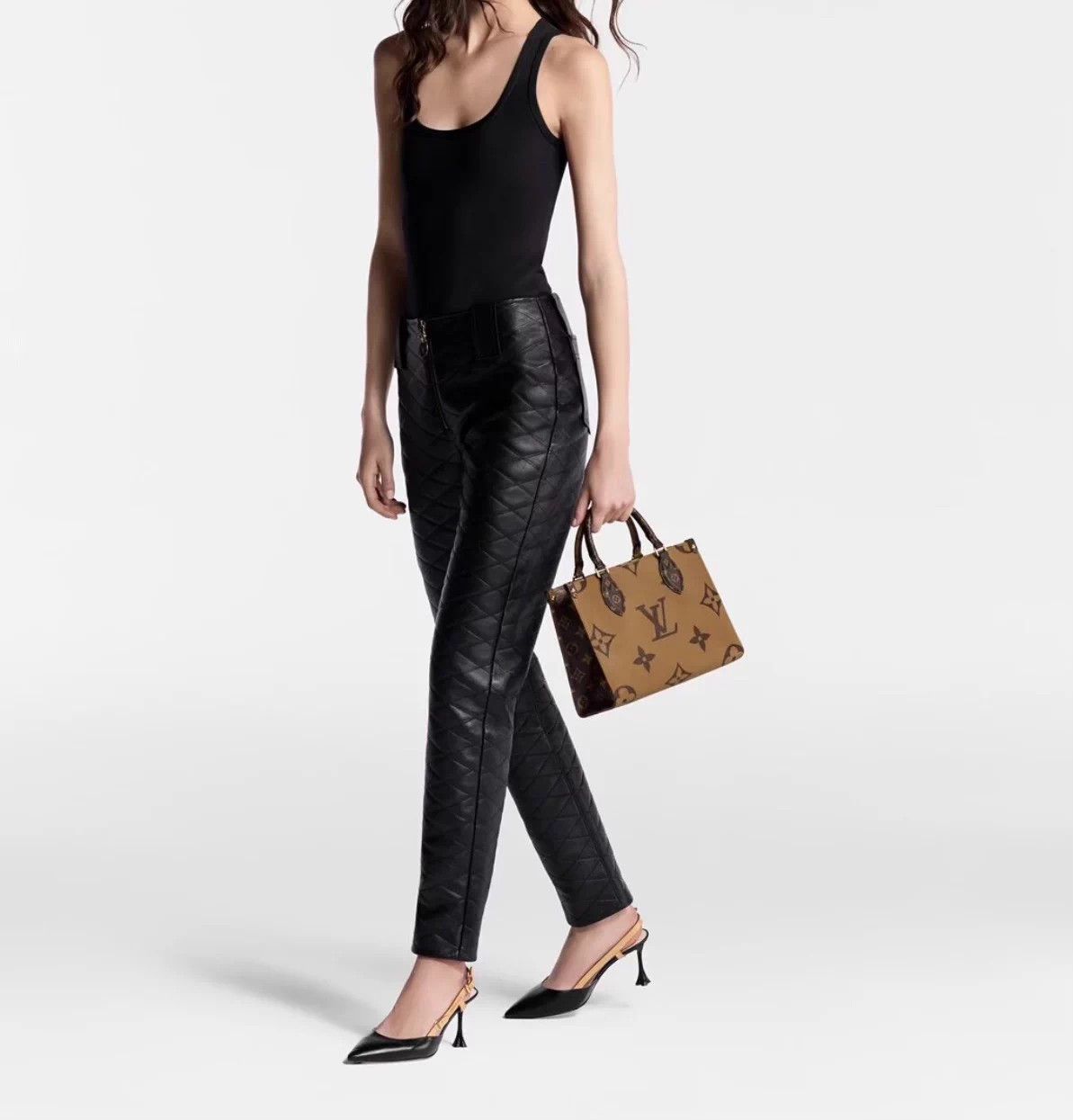 Louis Vuitton LV 24 Black Quilted Lambskin Leather Pants 38 Size 27" / US 4 / IT 40 - 8 Thumbnail