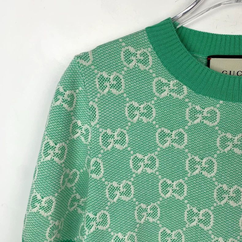 Gucci Gucci Green logo old flower full print round neck wool knit Size US S / EU 44-46 / 1 - 3 Thumbnail