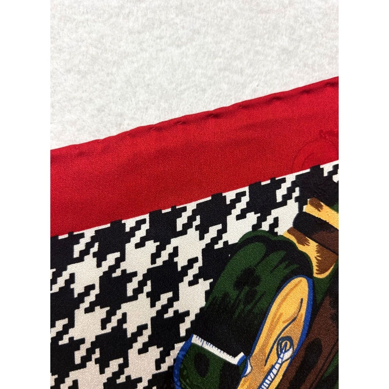 Vintage VINTAGE Silk Scarf Women Red Golf Club Houndstooth Pattern Size ONE SIZE - 4 Thumbnail