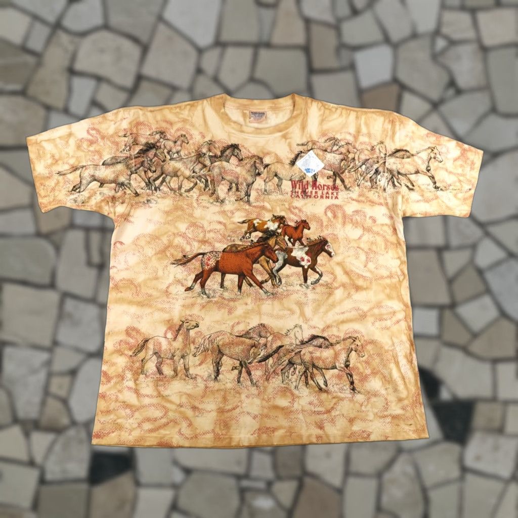 Gildan VINTAGE Gildan T-Shirt Men 2XL Brown Graphic Print 90s Deadstock Nature Outdoors Horse California Size US XXL / EU 58 / 5 - 1 Thumbnail