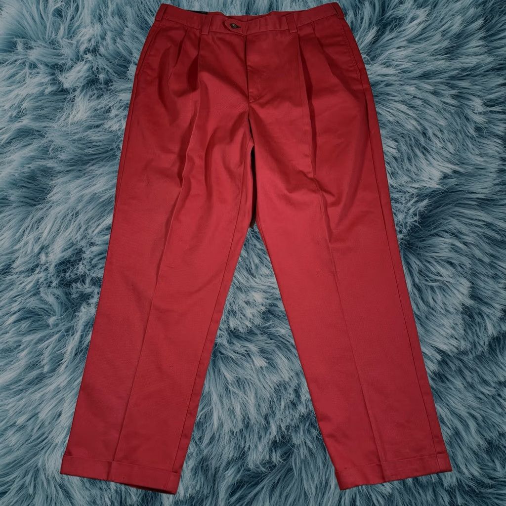 Vintage Tommy Hilfiger Pants Size 38x32 Red Preppy Cuffed Mens, Men's