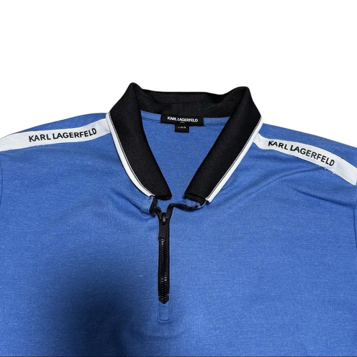 Karl Lagerfeld Karl Lagerfeld Paris Half Zip Polo Shirt Mens Large Blue Size US L / EU 52-54 / 3 - 3 Thumbnail